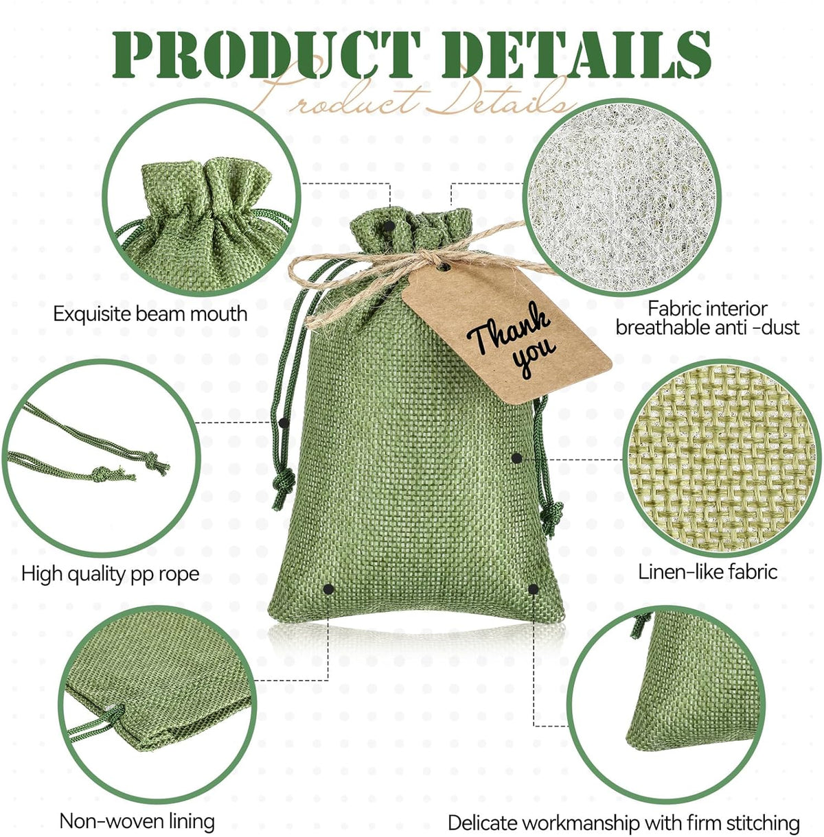 Woanger 100 Pcs Burlap Gift Bags with 100 Pcs Kraft Paper Gift Tags Drawstring Favor Bulk Burlap