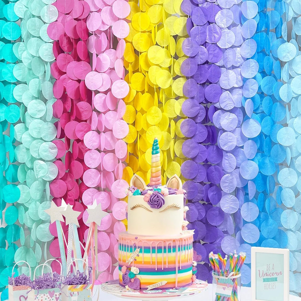 256Ft Pastel Party Decorations Big Circle Dot Backdrop Streamer Pastel Tissue Paper Polka Dots