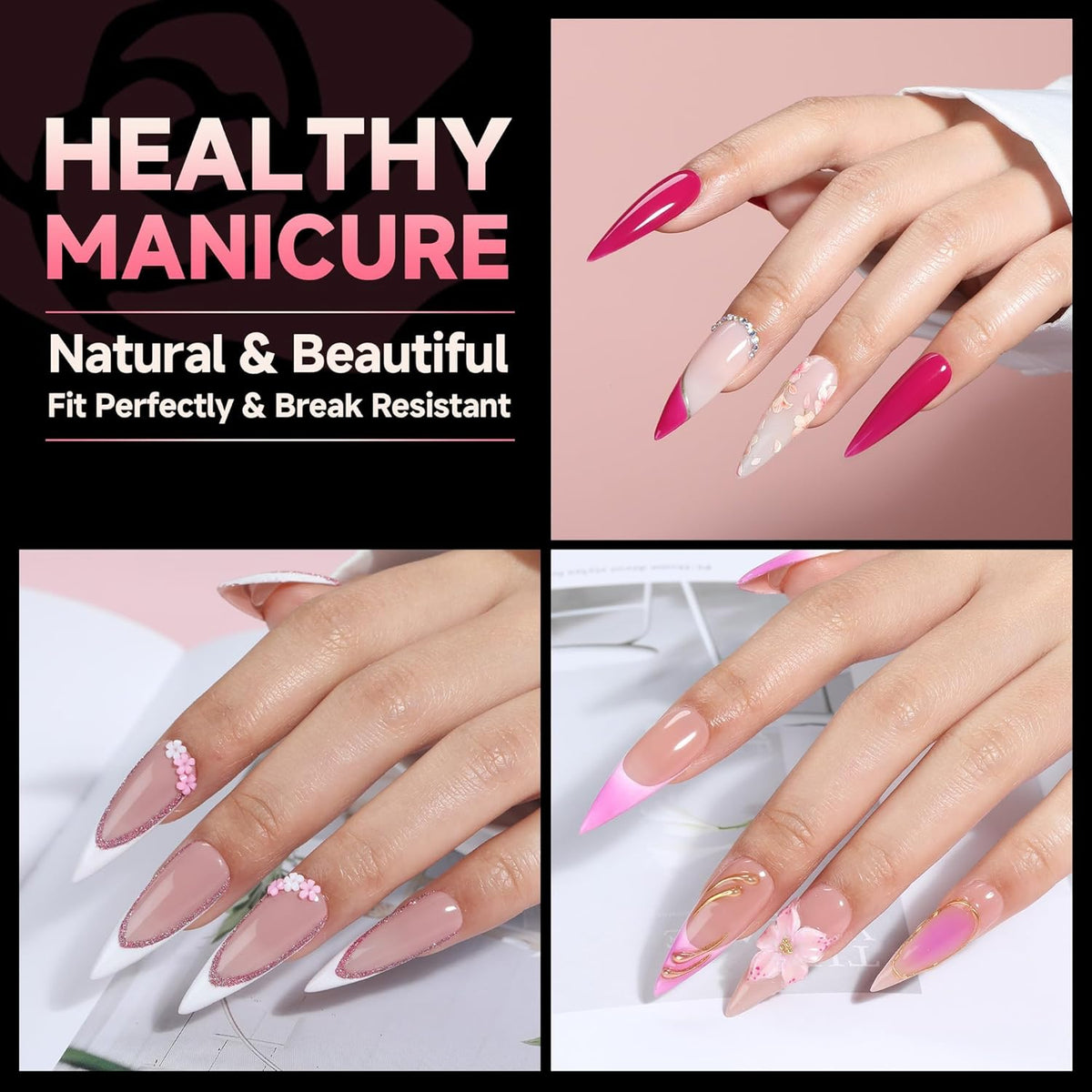 UNA GELLA Stiletto Gel Nail Tips Long: Full Cover 312pcs Half Matte Halloween Stiletto Gel Tips