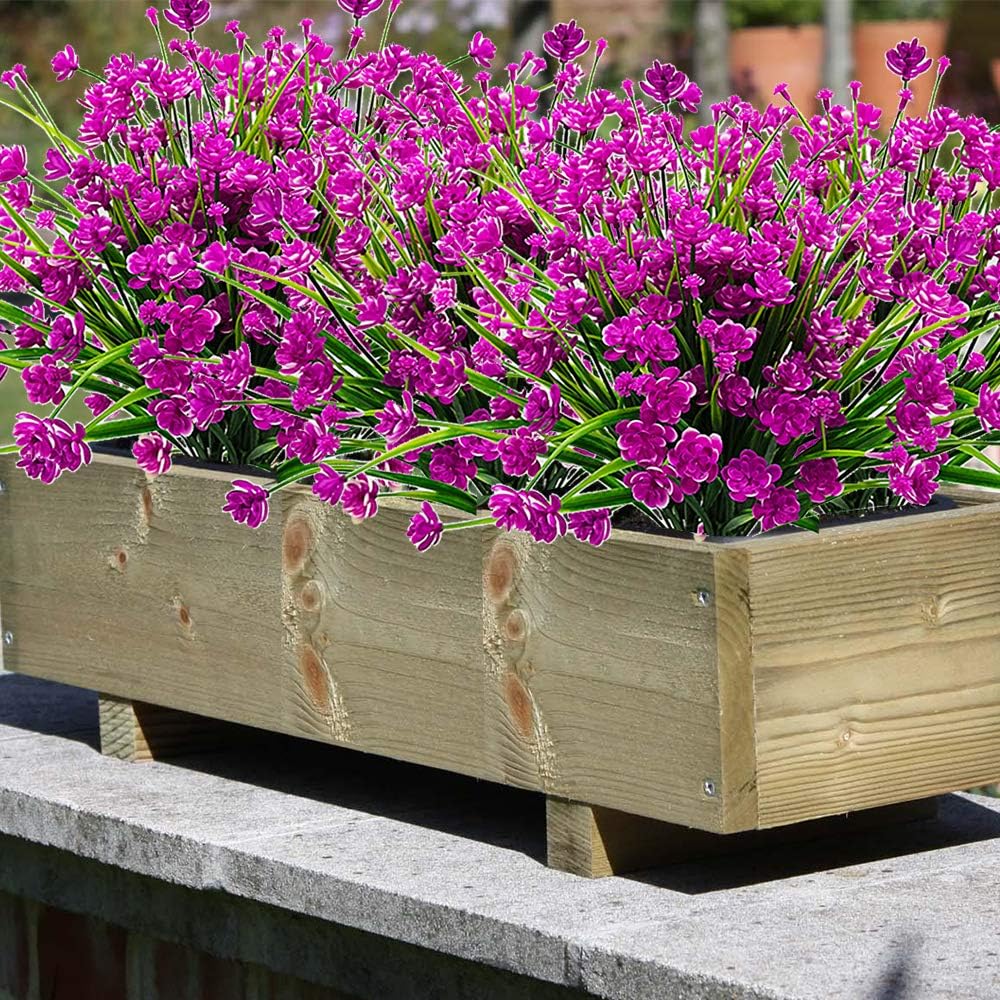 10 Bundles Artificial Flowers Outdoor UV Resistant Fake Plants Indoor Outside Hanging Planter Home