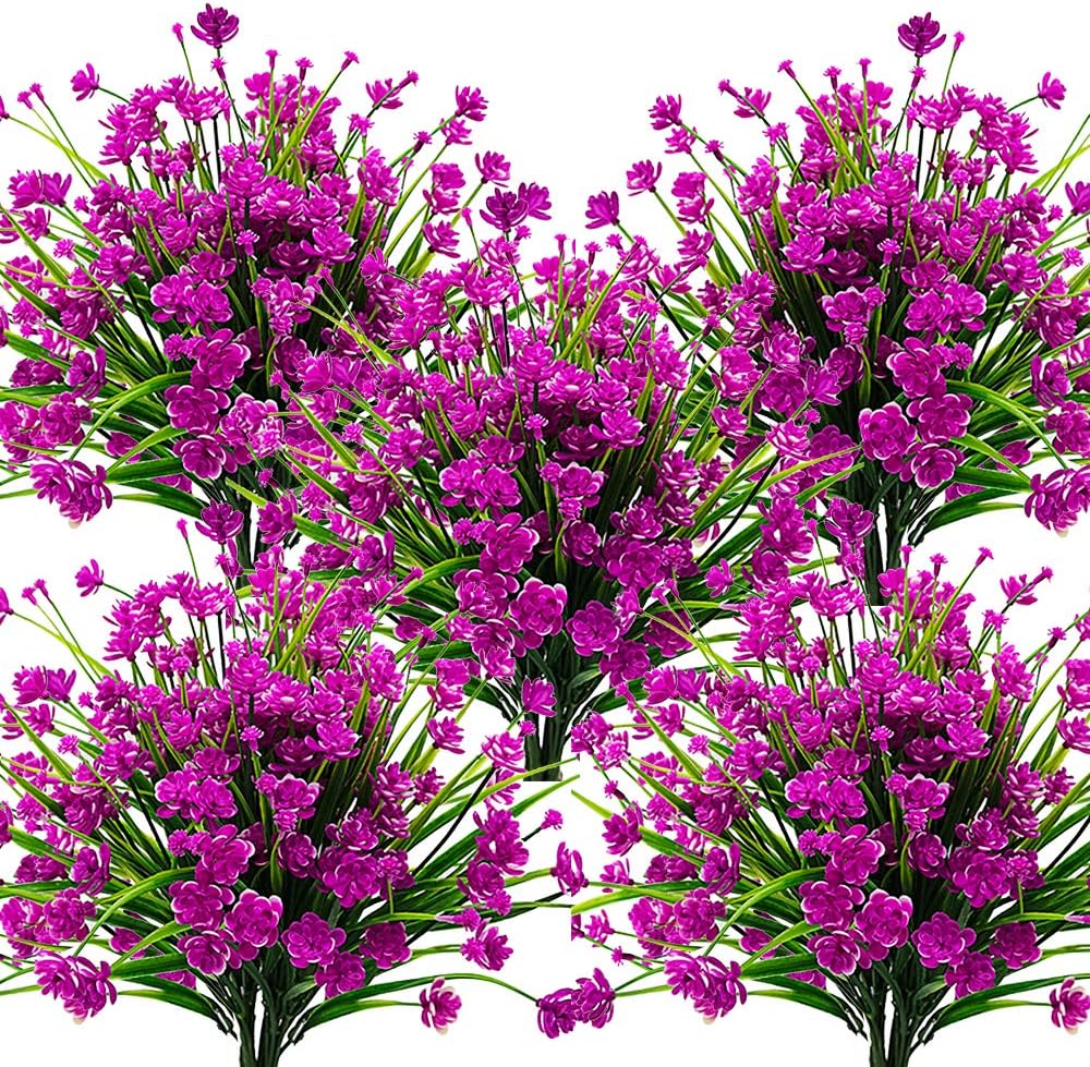 10 Bundles Artificial Flowers Outdoor UV Resistant Fake Plants Indoor Outside Hanging Planter Home