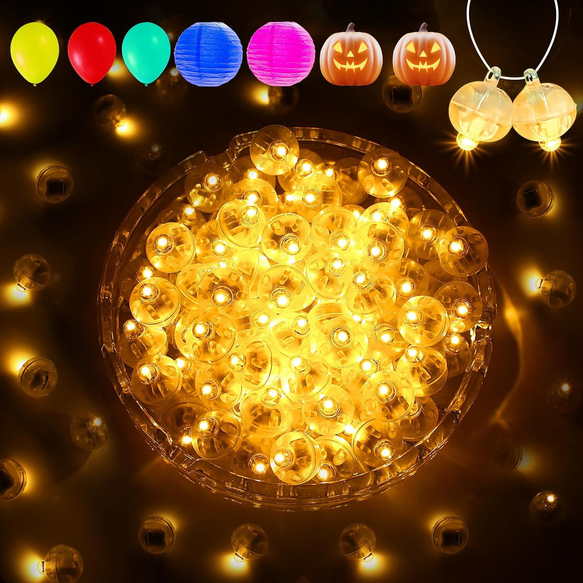 Aogist 50Pcs Balloon Lights with Hook,Long Standby Time,Waterproof Mini Light for Birthday Party