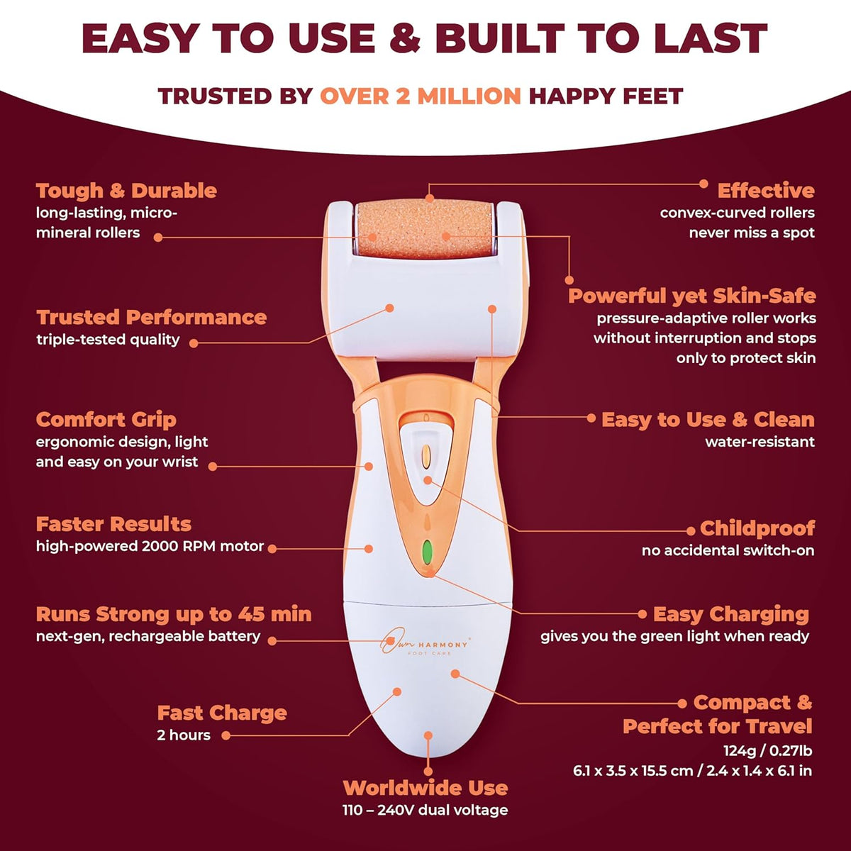 Rechargeable Callus Remover for Feet: Professional Electric Feet Sander for Women by Own Harmony