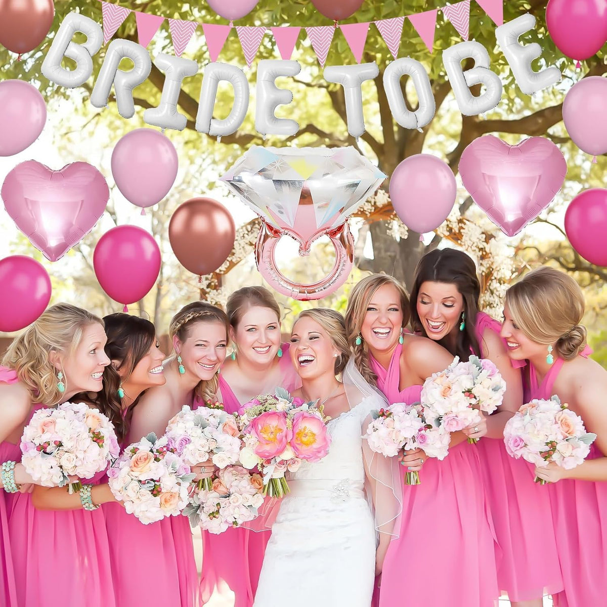 Pink White Bachelorette Party Decorations, White Bride To Be Bridal Shower Balloons Decorations