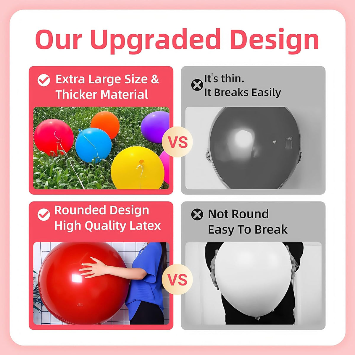 Giant Heavy-Duty 36-Inch Balloons - Latex/Vinyl Material, Rainbow/Multicolor/Soft Color Scheme