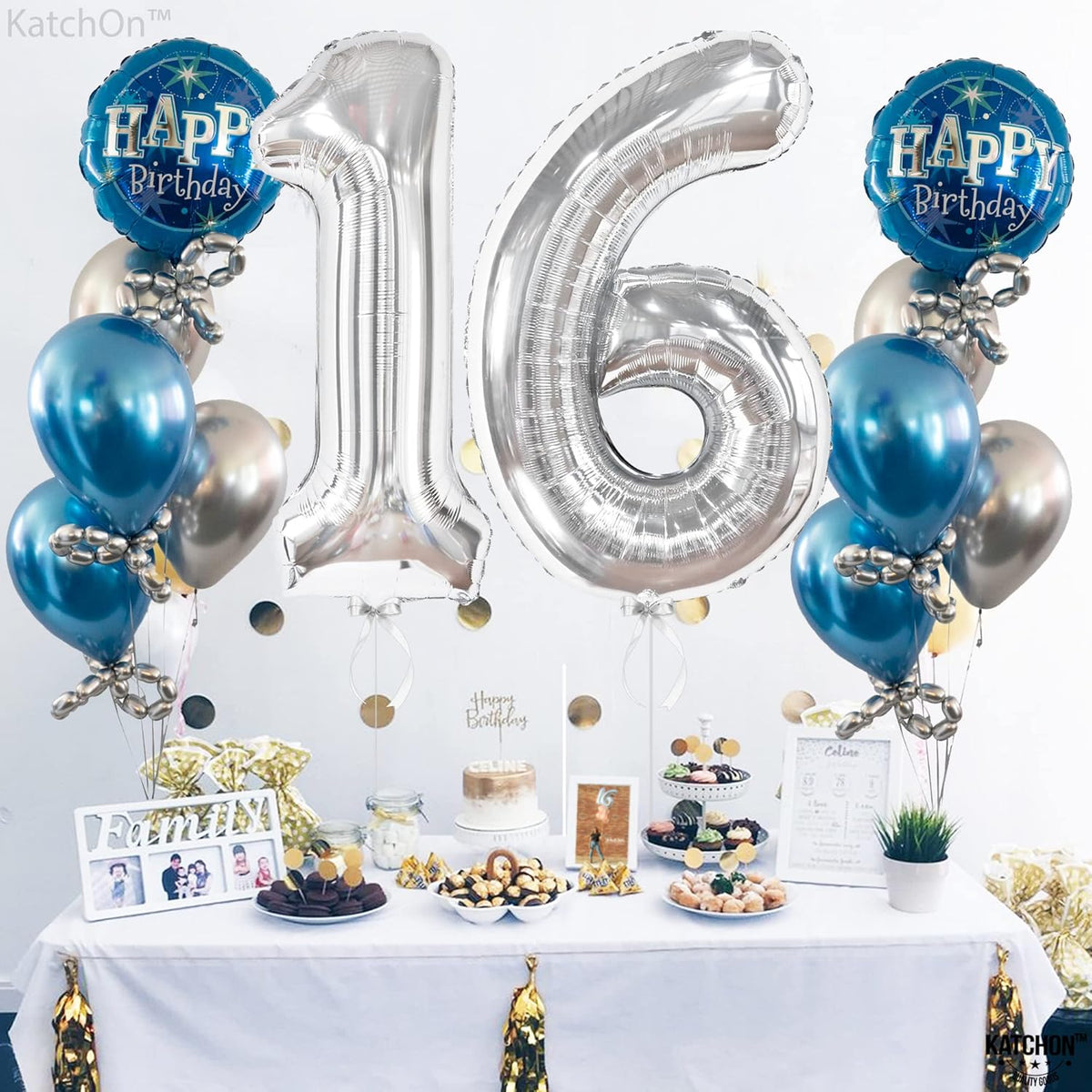 KatchOn, Silver 16 Balloon Numbers - Giant, 40 Inch | Happy 16th Birthday Balloons, Sweet 16 Party
