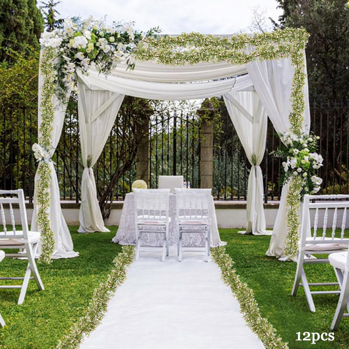 2 Pcs 5.8ft Artificial Baby Breath Flower Vines, Babys Breath Artificial Flowers Real Touch Faux