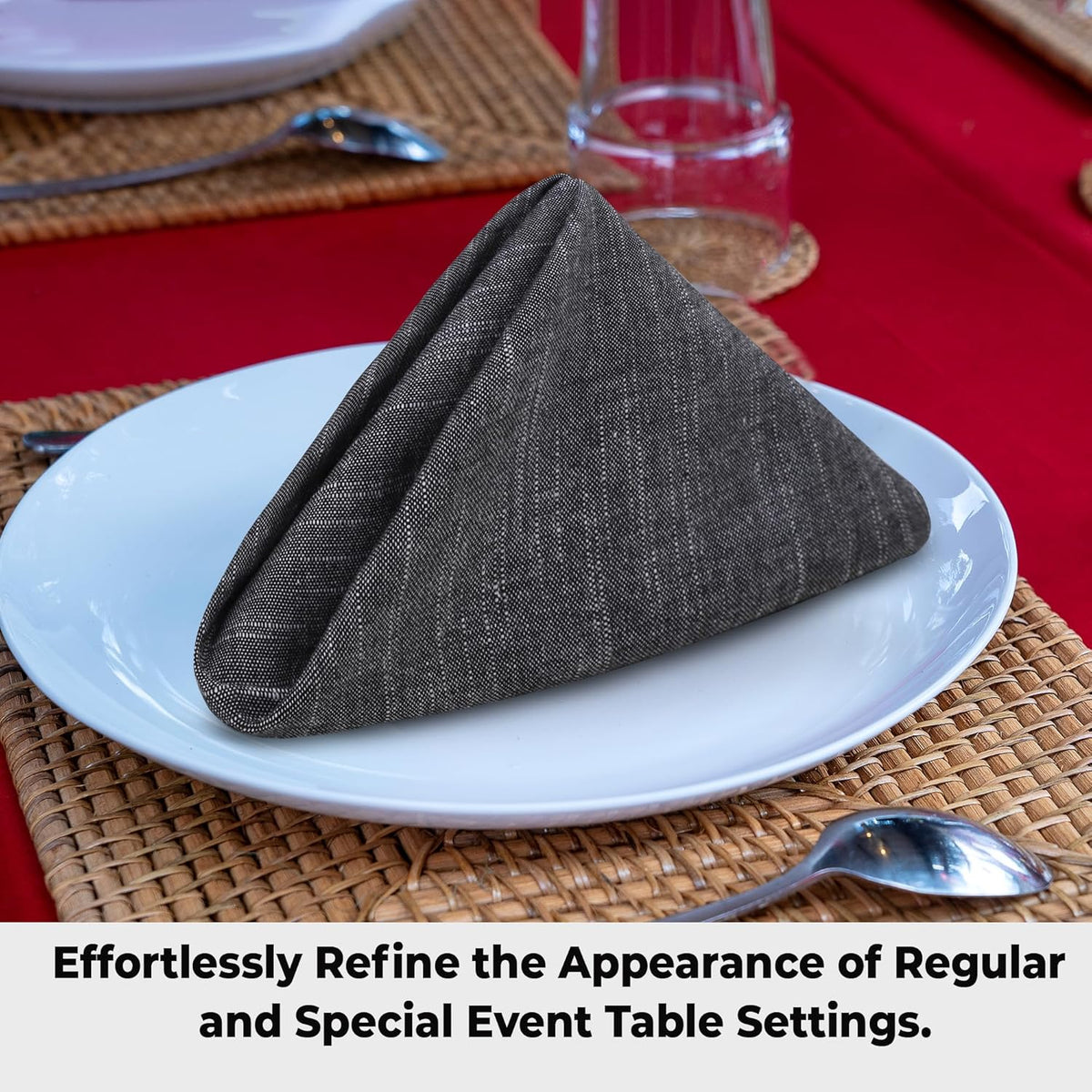 Urban Villa Dinner Napkins Black White Chambray Cloth Napkins (Set of 12) Oversized 20x20