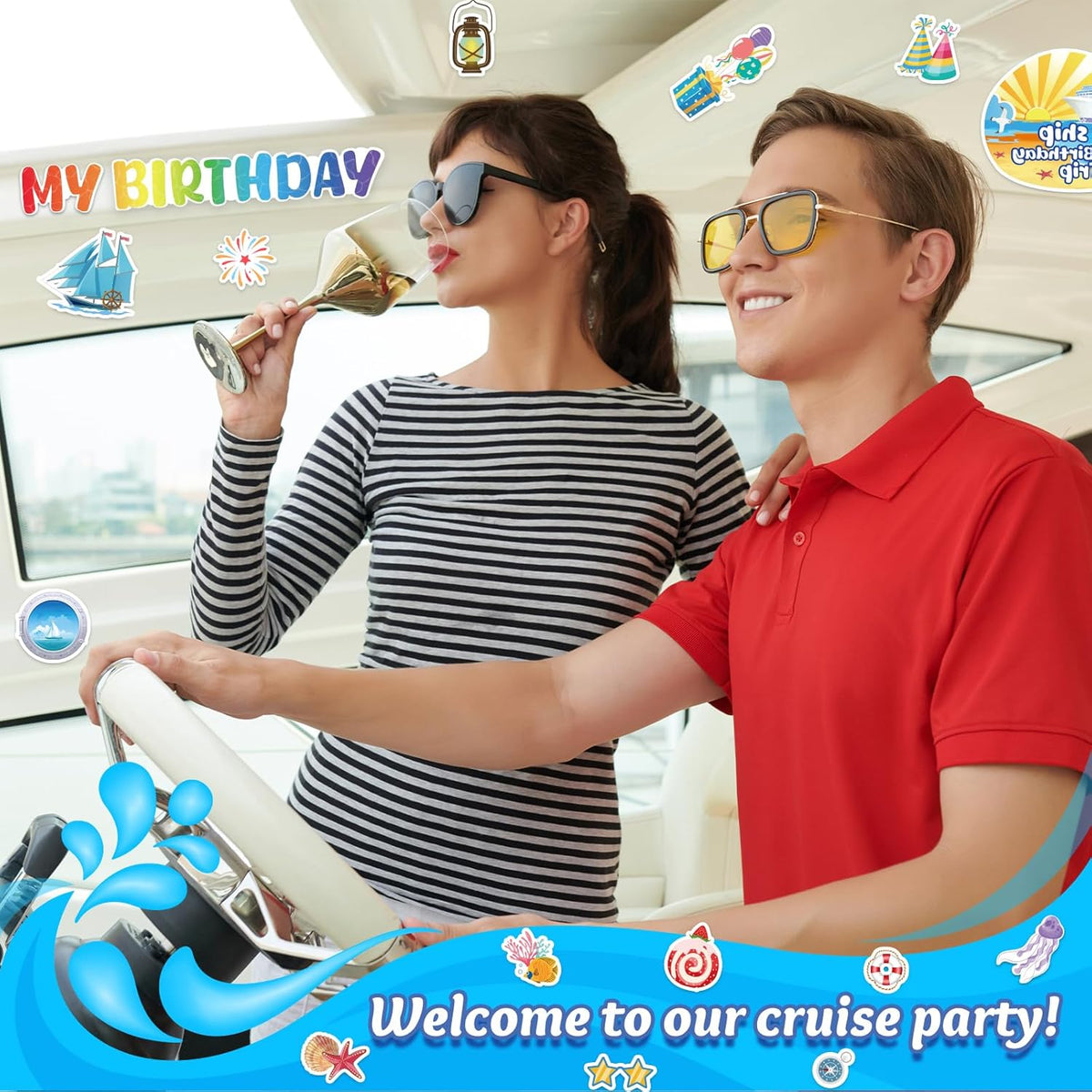 26 Pcs Birthday Cruise Door Decorations Magnetic, Funny Cruise Ship Sea Navigation Door Magnets