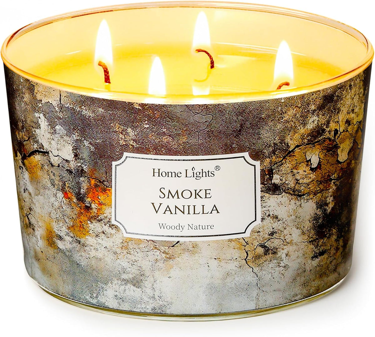HomeLights Large jar Candle | 4-Wick Long-Lasting Scented Candles, 18oz Natural Soy Wax Candle for