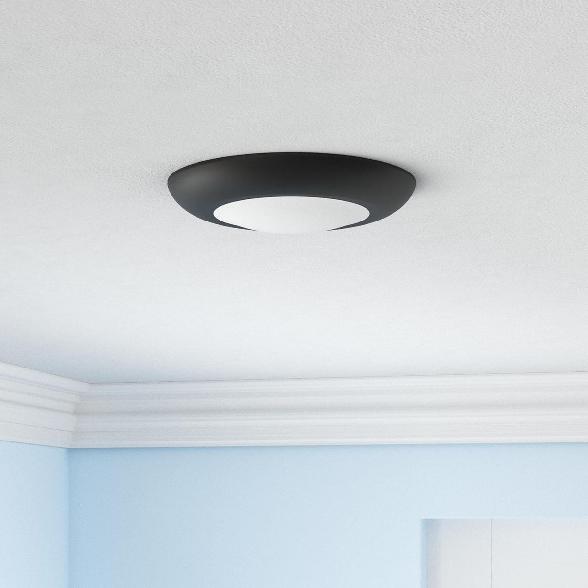 10 Packs 4 Inch Black LED Low Profile Recessed & Surface Mount Disk Light, Round, 10W, 600 Lumens