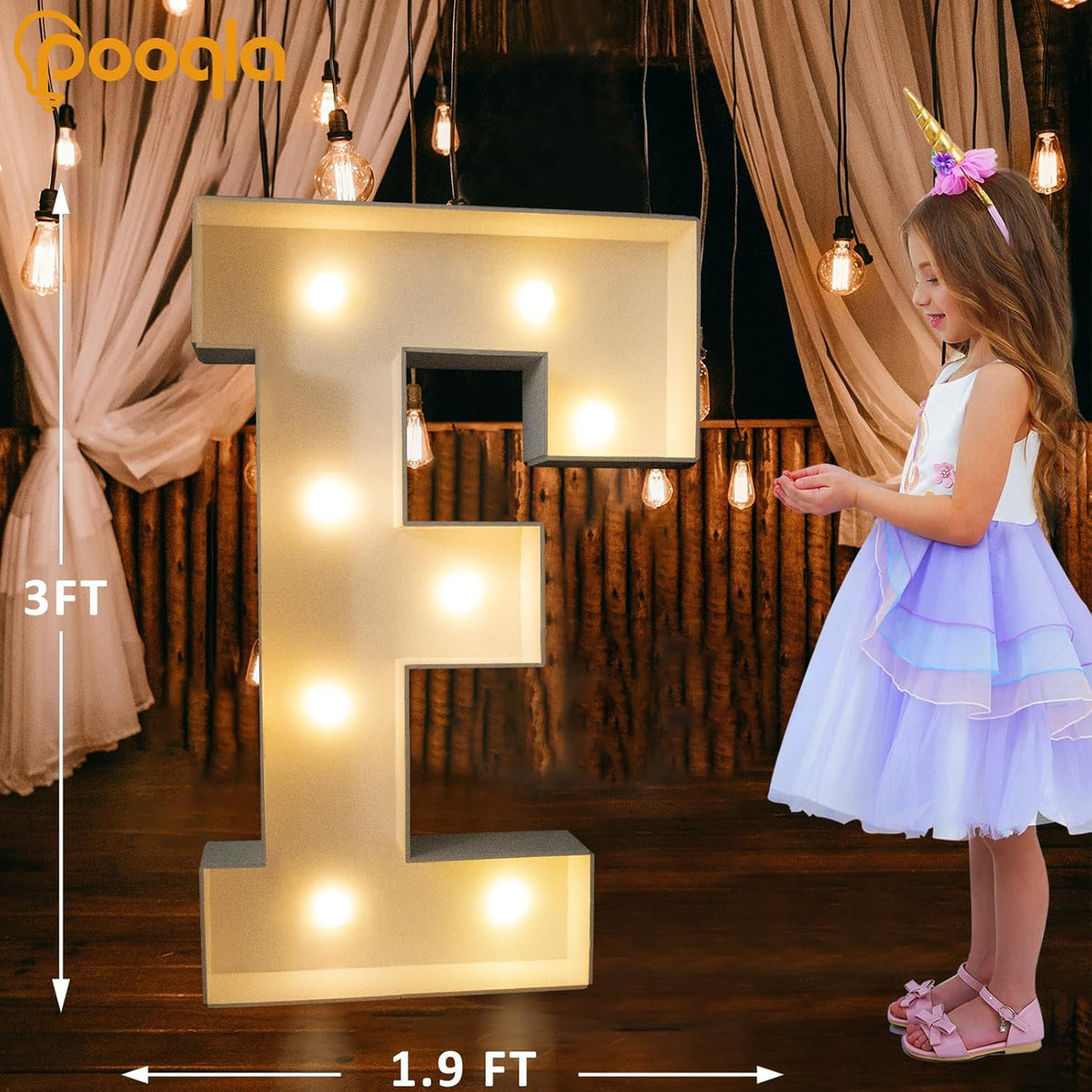 Pooqla 3FT Marquee Light Up Letters, Cool White and Warm White LED Big Mosaic Marquee Letters 3
