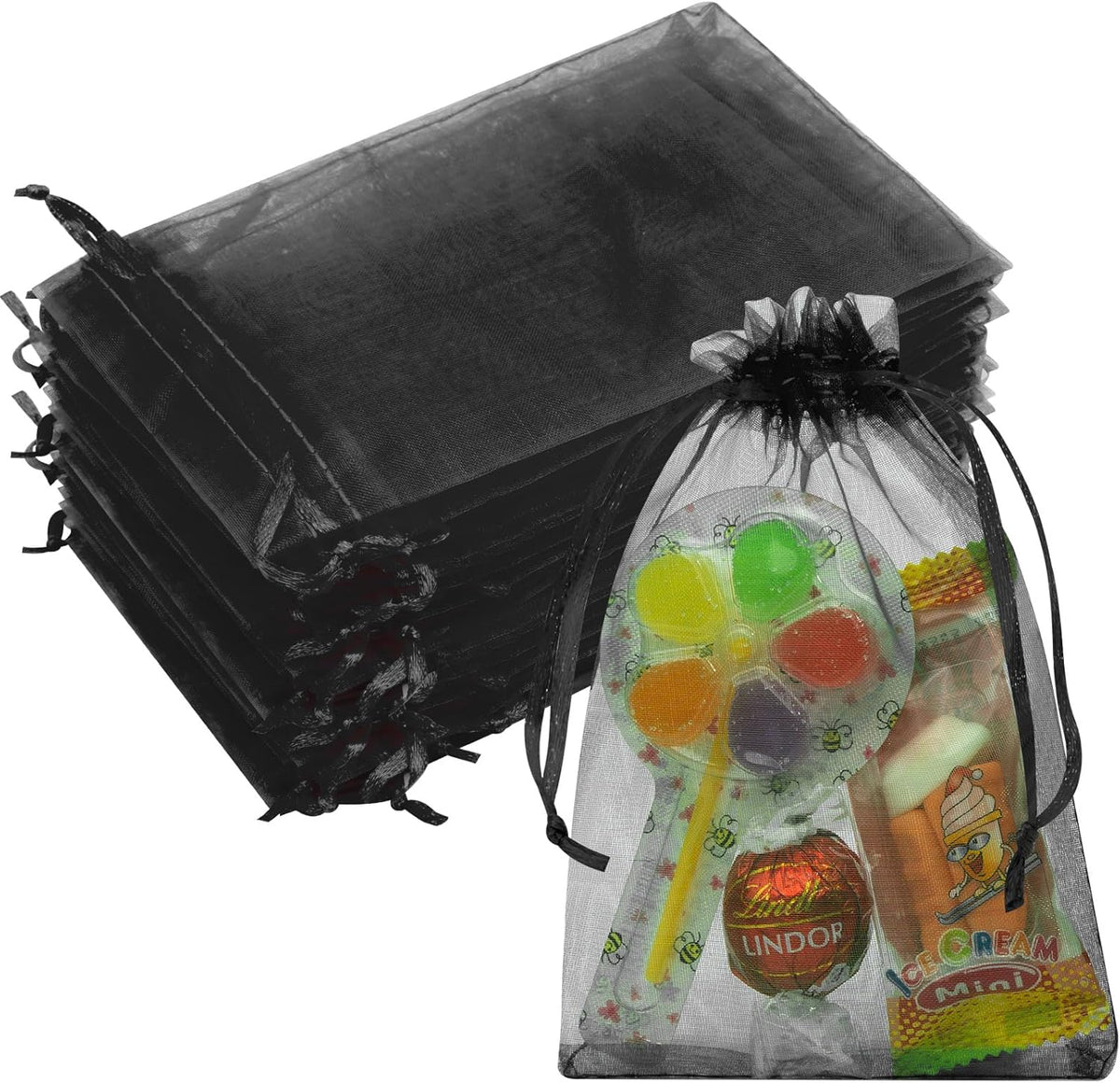 50 Pcs Organza Bags 4x6 Inch, Small Mesh Bags Drawstring Candy Bag for Party Favor Pouch Small Gift