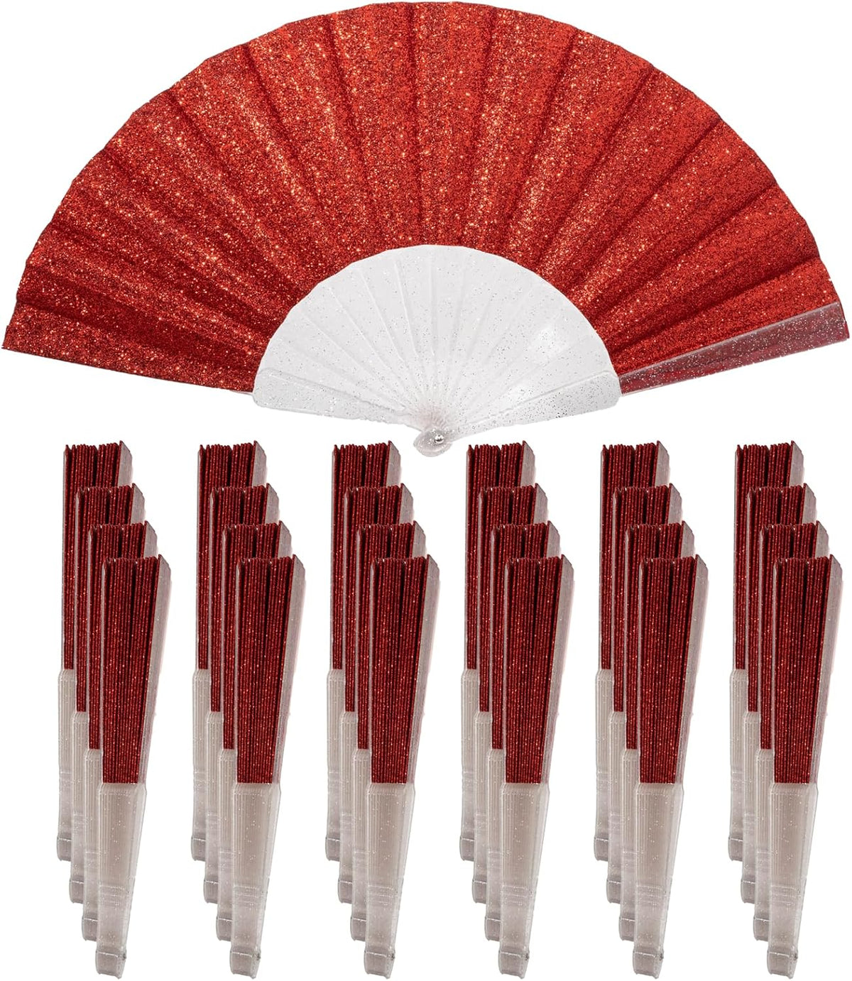 24 Pack Handheld Fan,Folding Hand Glitter Fan with Shining Transparent Fan Rib – Ideal for Wedding