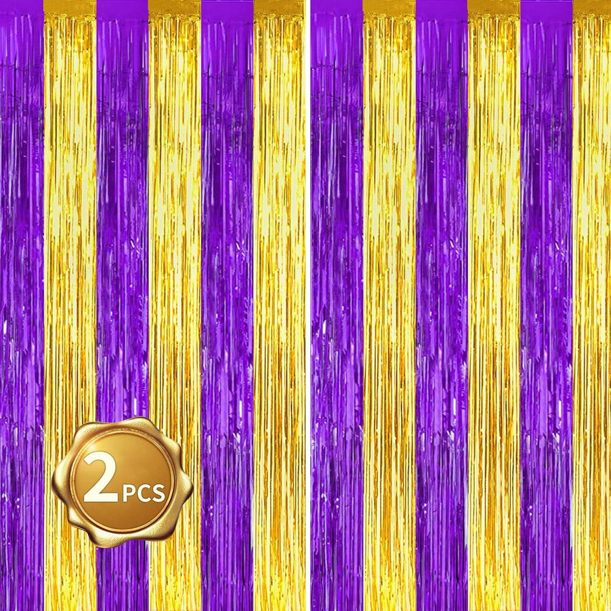 BEISHIDA 2Pcs Purple Gold Door Streamers Congrats Grade 2025 Decoration Backdrop Foil Fringe Tinsel