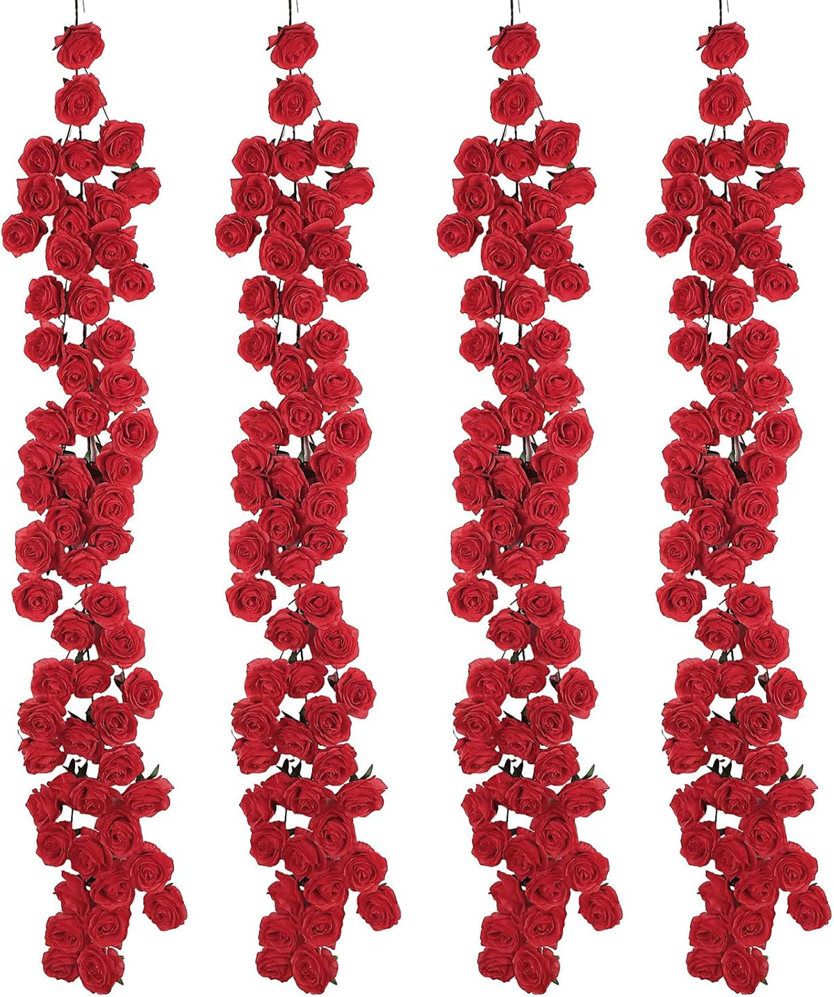 4 Pcs Red Artificial Rose Vine Hanging Faux Flowers Garland for Wedding Anniversary Birthday Party