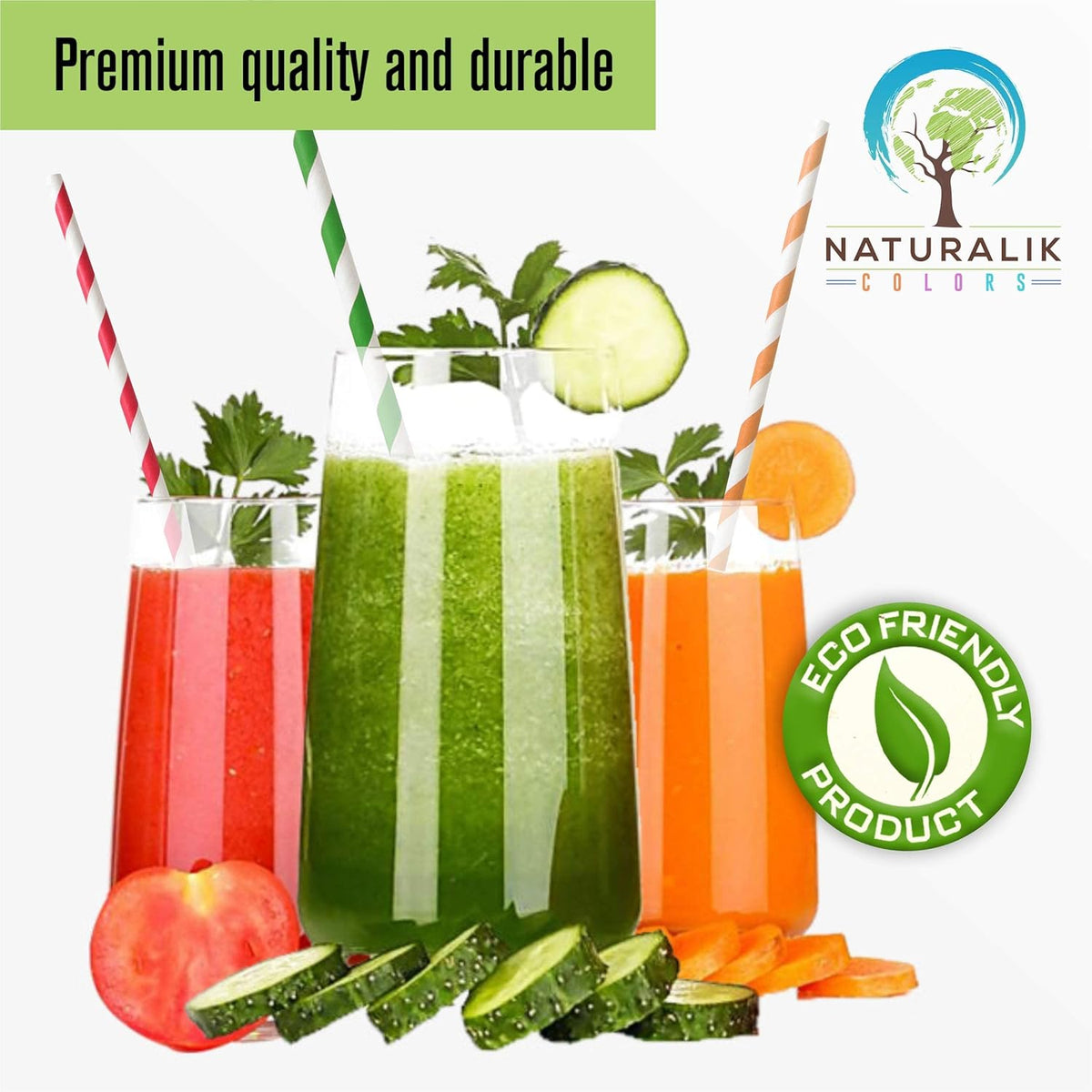 300-Pack Multi-Color Extra Durable Paper Straws - Biodegradable Premium Paper Straws for Juices