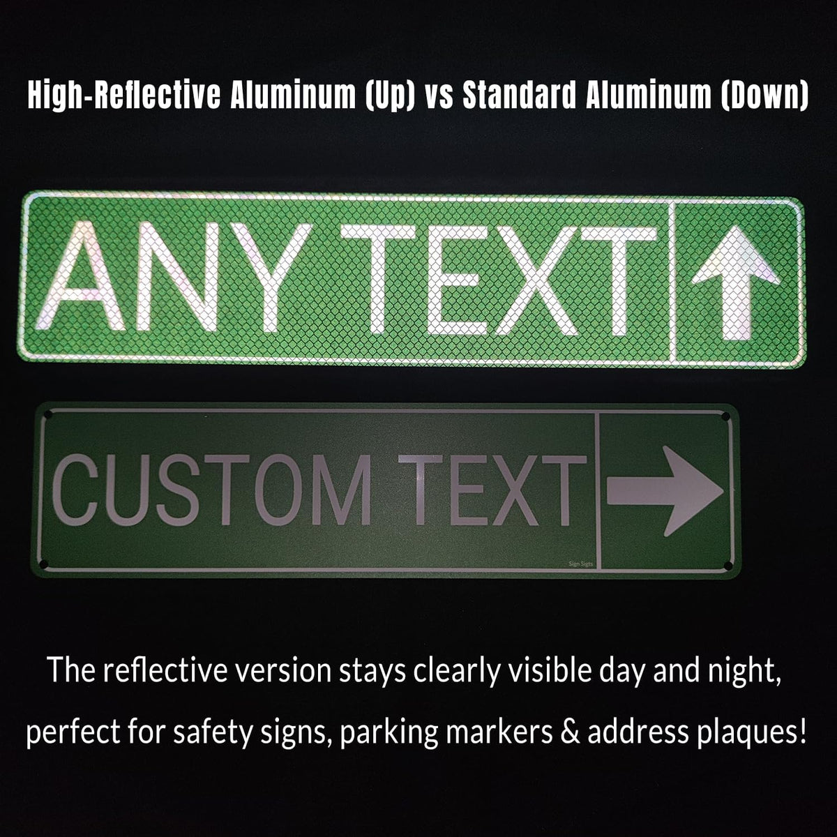 Custom Street Sign, Reflective Option, Directional Arrow Signs, 6x24 Inches, Single/Double Sided
