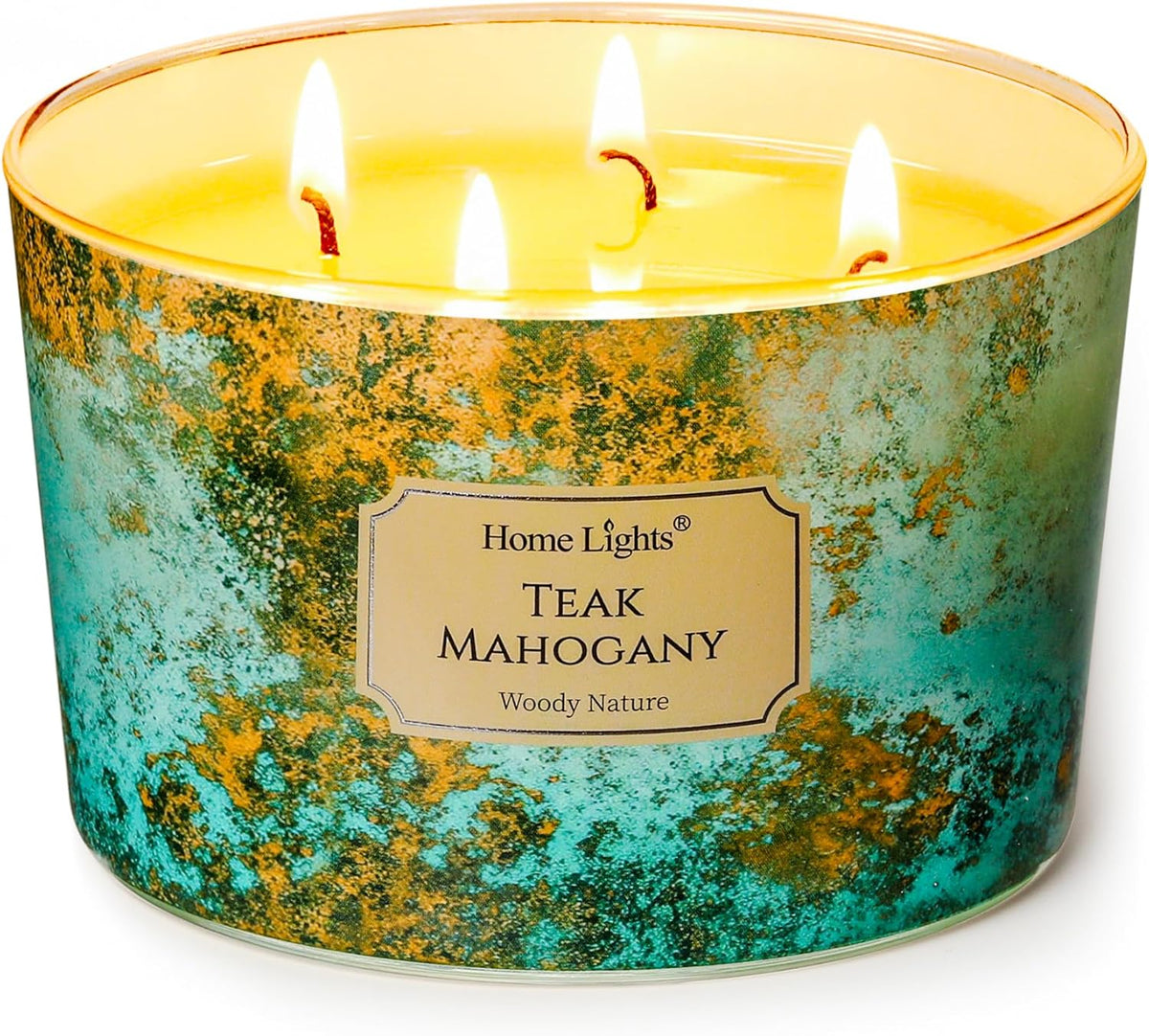 HomeLights Large jar Candle | 4-Wick Long-Lasting Scented Candles, 18oz Natural Soy Wax Candle for