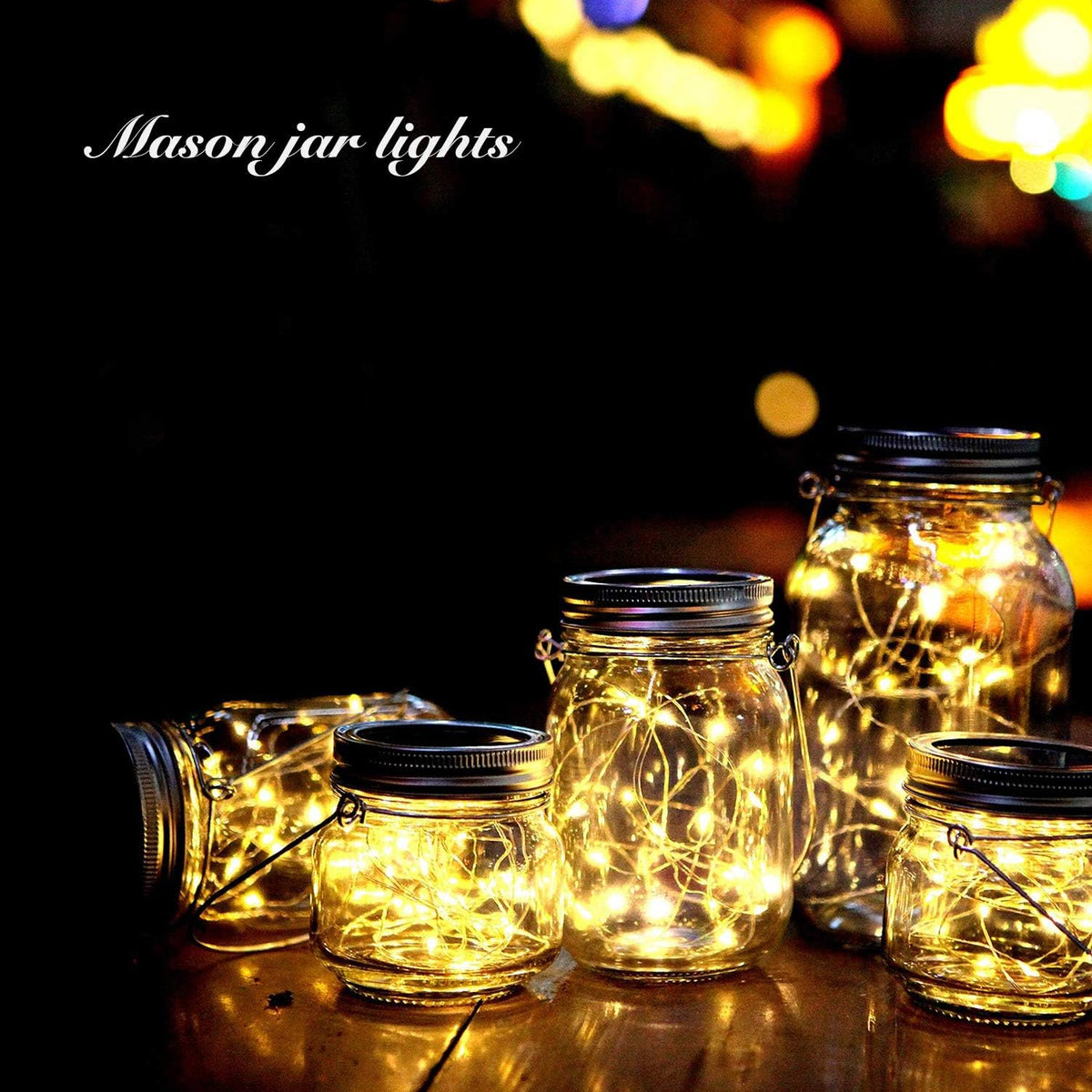 6 Pack Solar Mason Jar Lights for Outside, 30 LED Solar Mason Jar Lids Fairy Lights with 6
