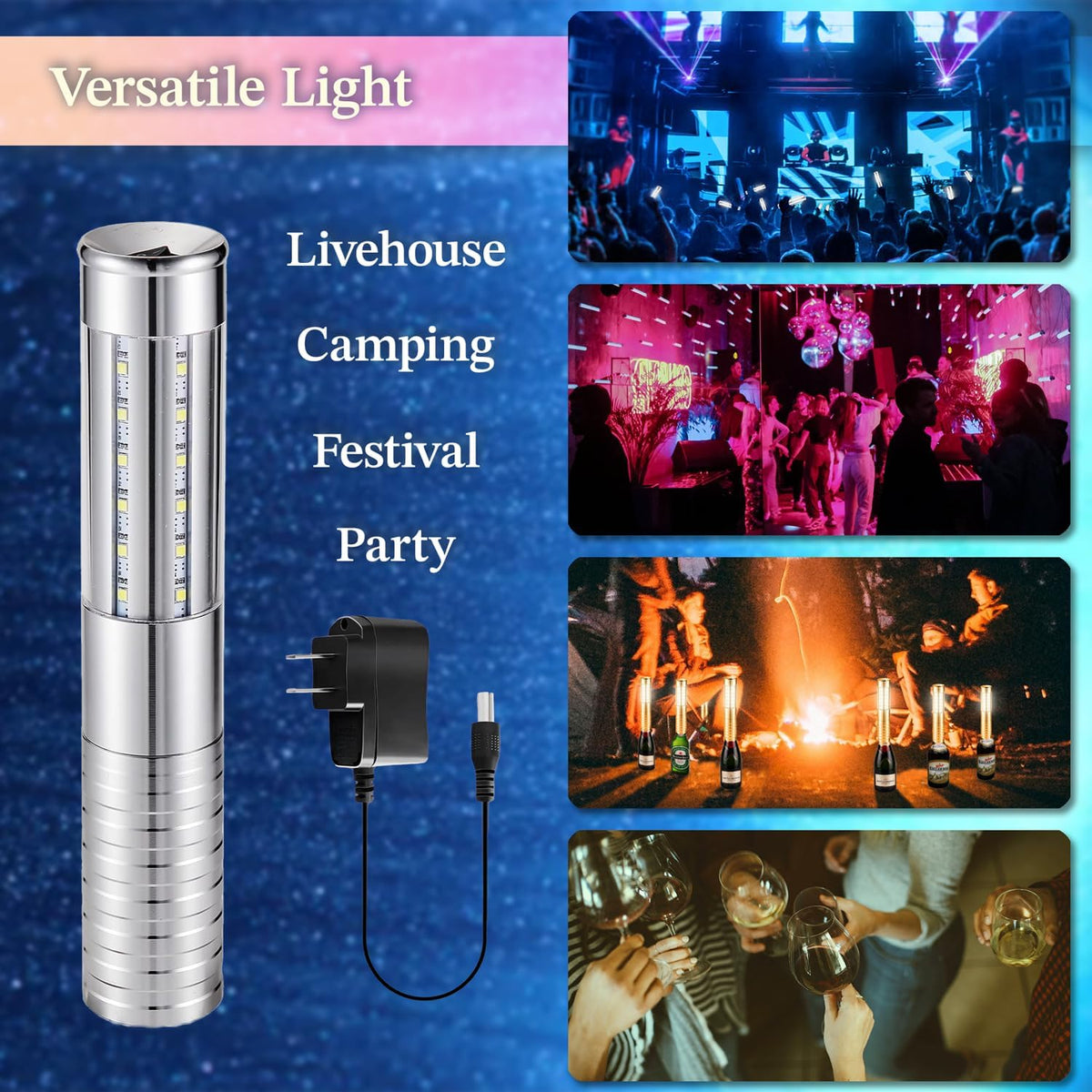 4 Packs Rechargeable LED Strobe Baton Lights Reusable Bottle Service Lights for Liquor Bottles