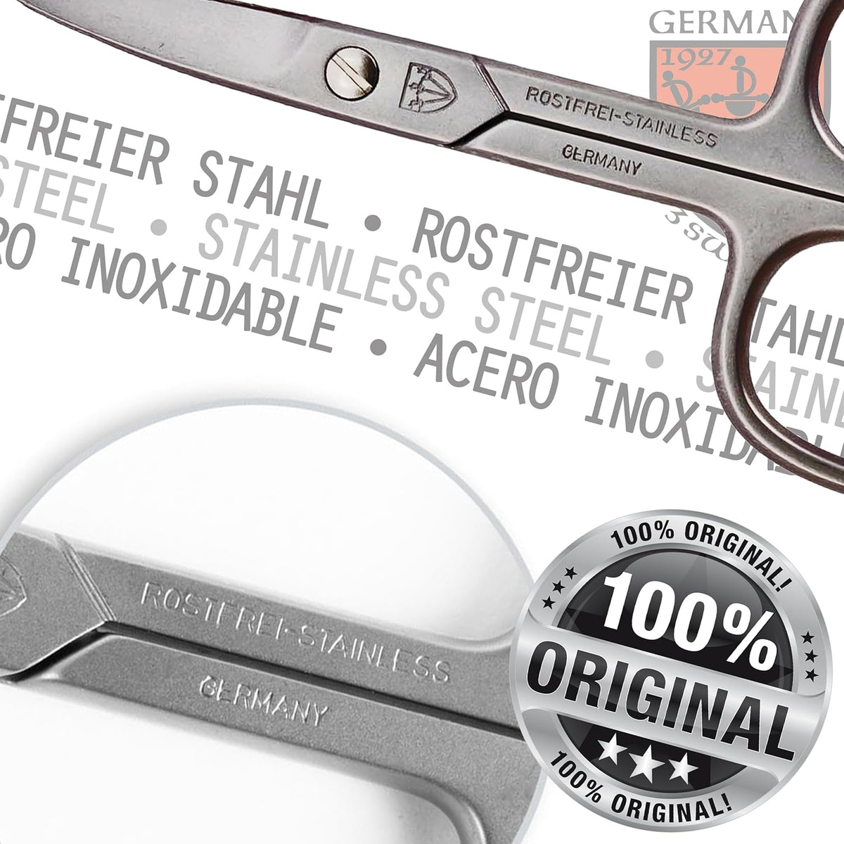 3 Swords Germany - brand quality STAINLESS STEEL INOX CURVED NAIL SCISSORS (1 PIECE) with case for