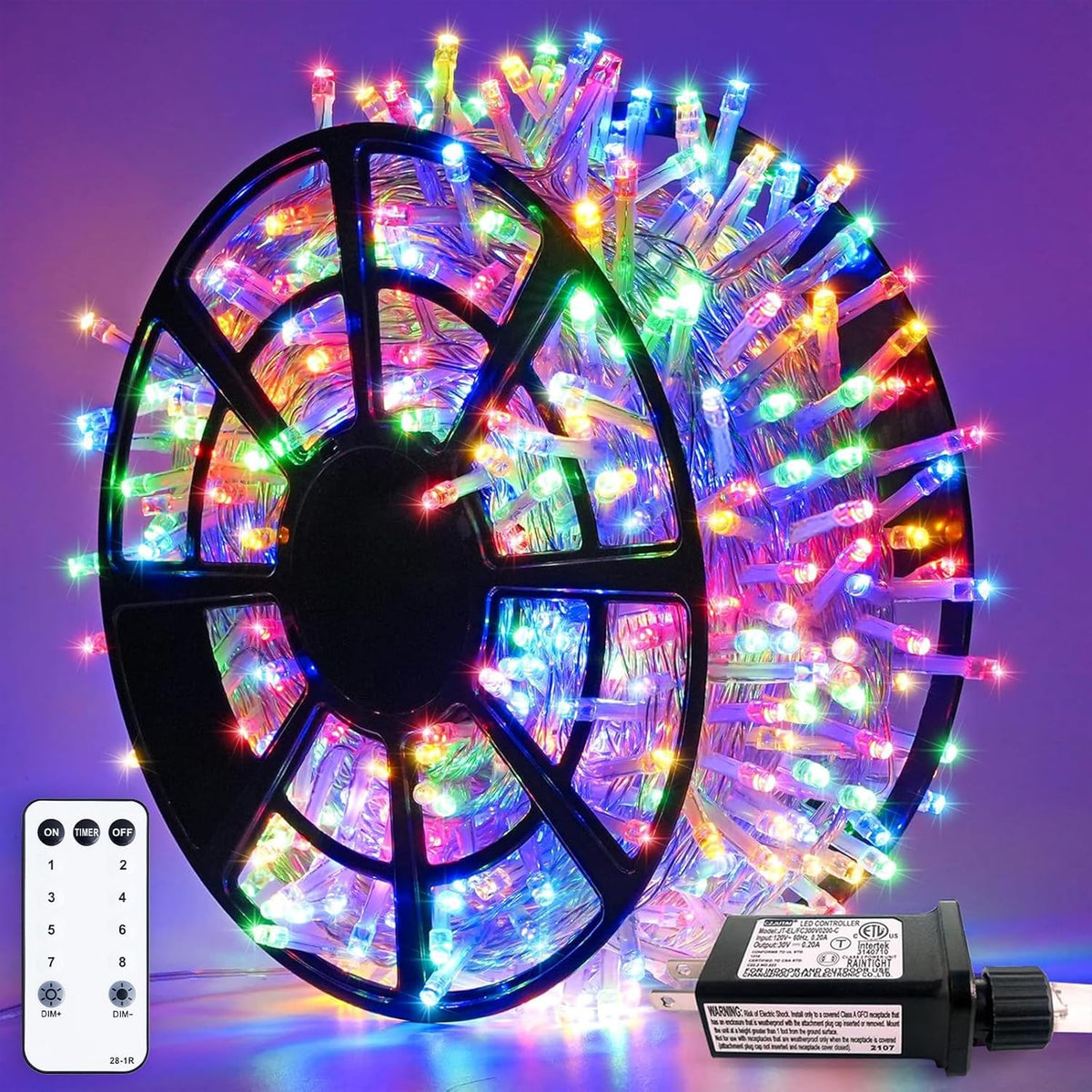 JMEXSUSS 163ft 500 LED Christmas Lights Outdoor, Waterproof Clear Wire String Light, 8 Modes
