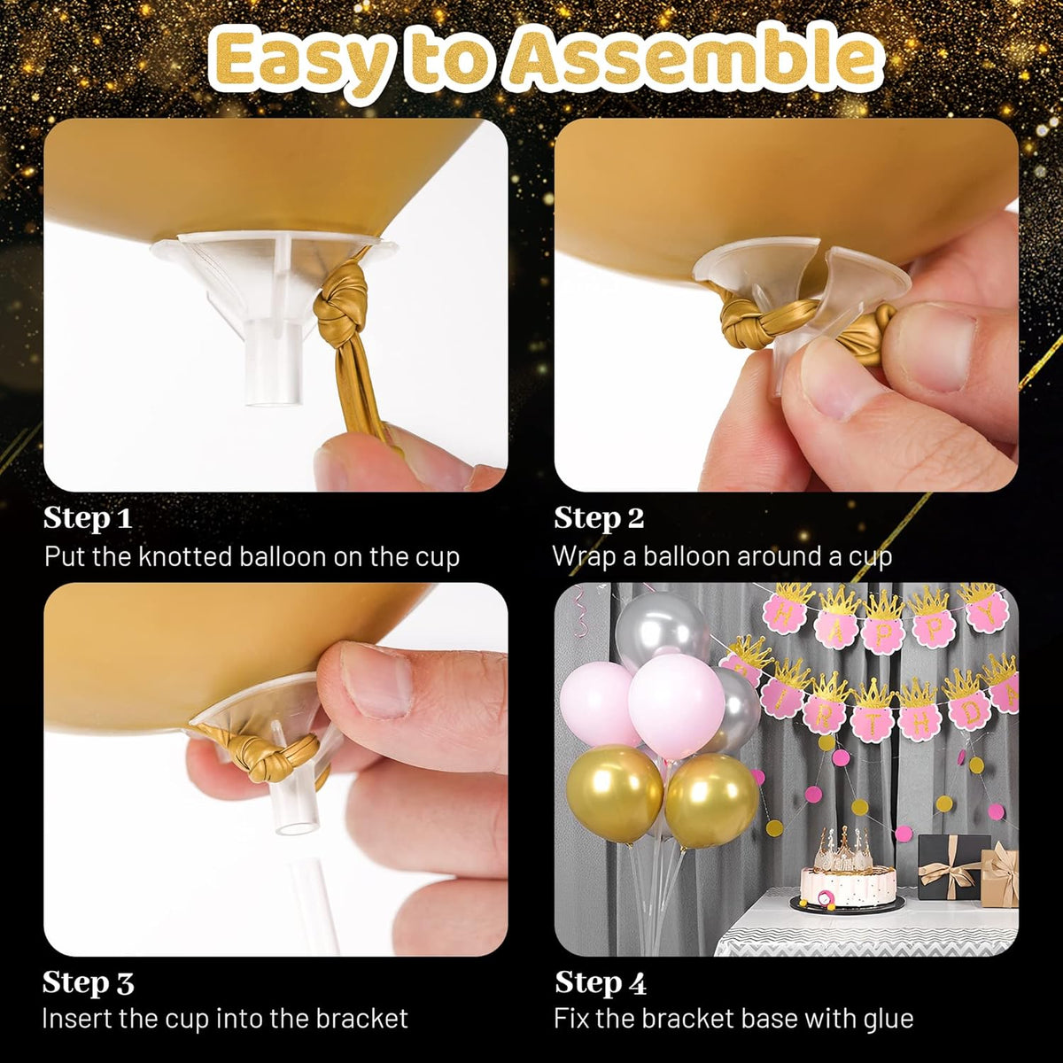JOYYPOP 12 Sets Balloon Stand Kit For Table, Balloon Sticks with Base Birthday Graduation Party