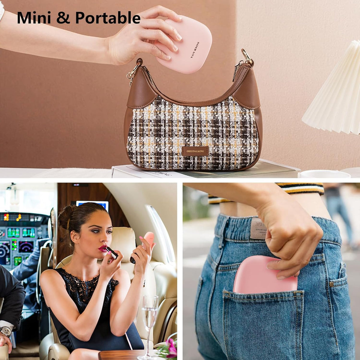 Travel Magnifying Mirror with Light,Dual-Sided Compact Mirror for Purse with 15X Magnification, 3