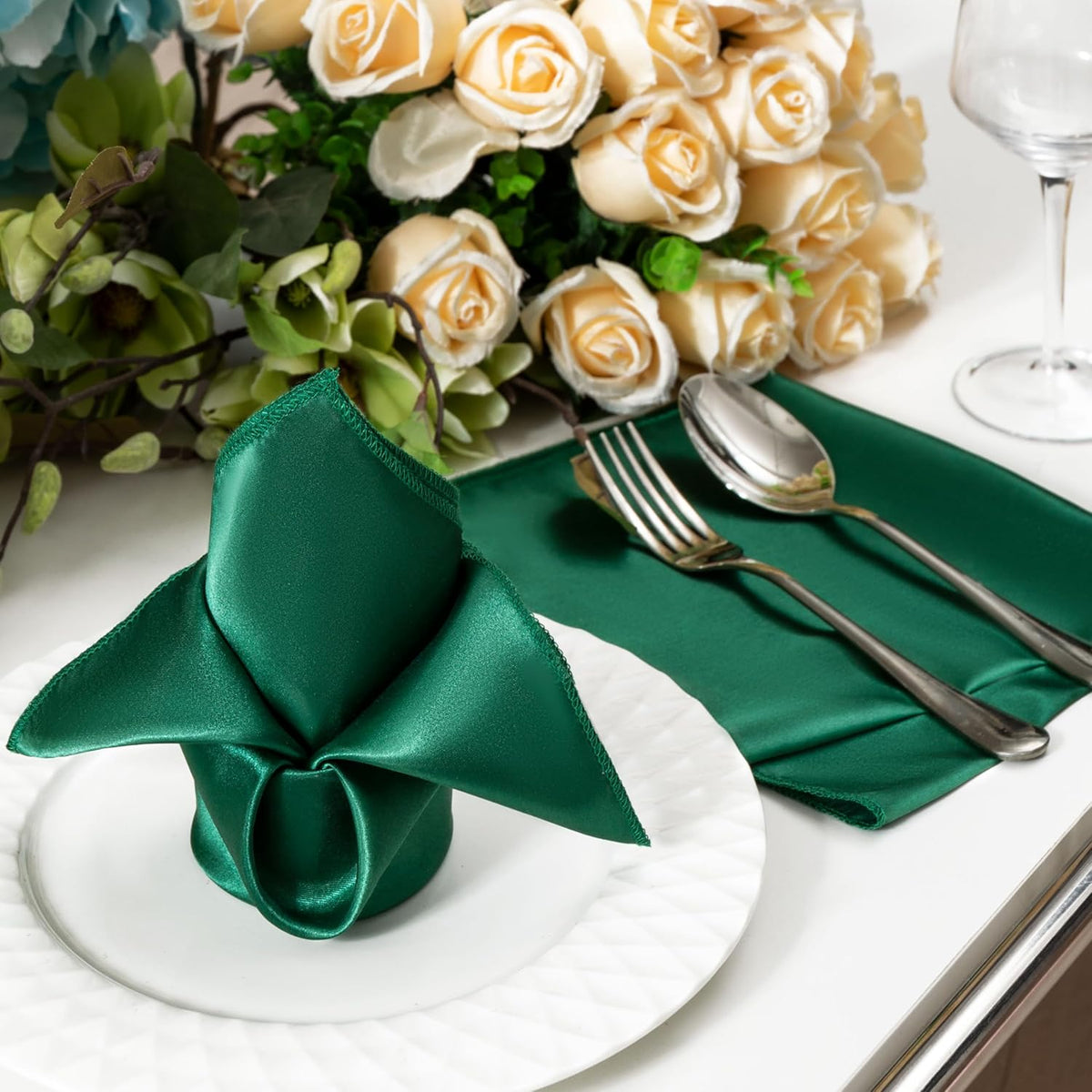 36 Pack Square Satin Dinner Napkins, 16x16 Inches Silky Soft Smooth Table Cloth Napkins for