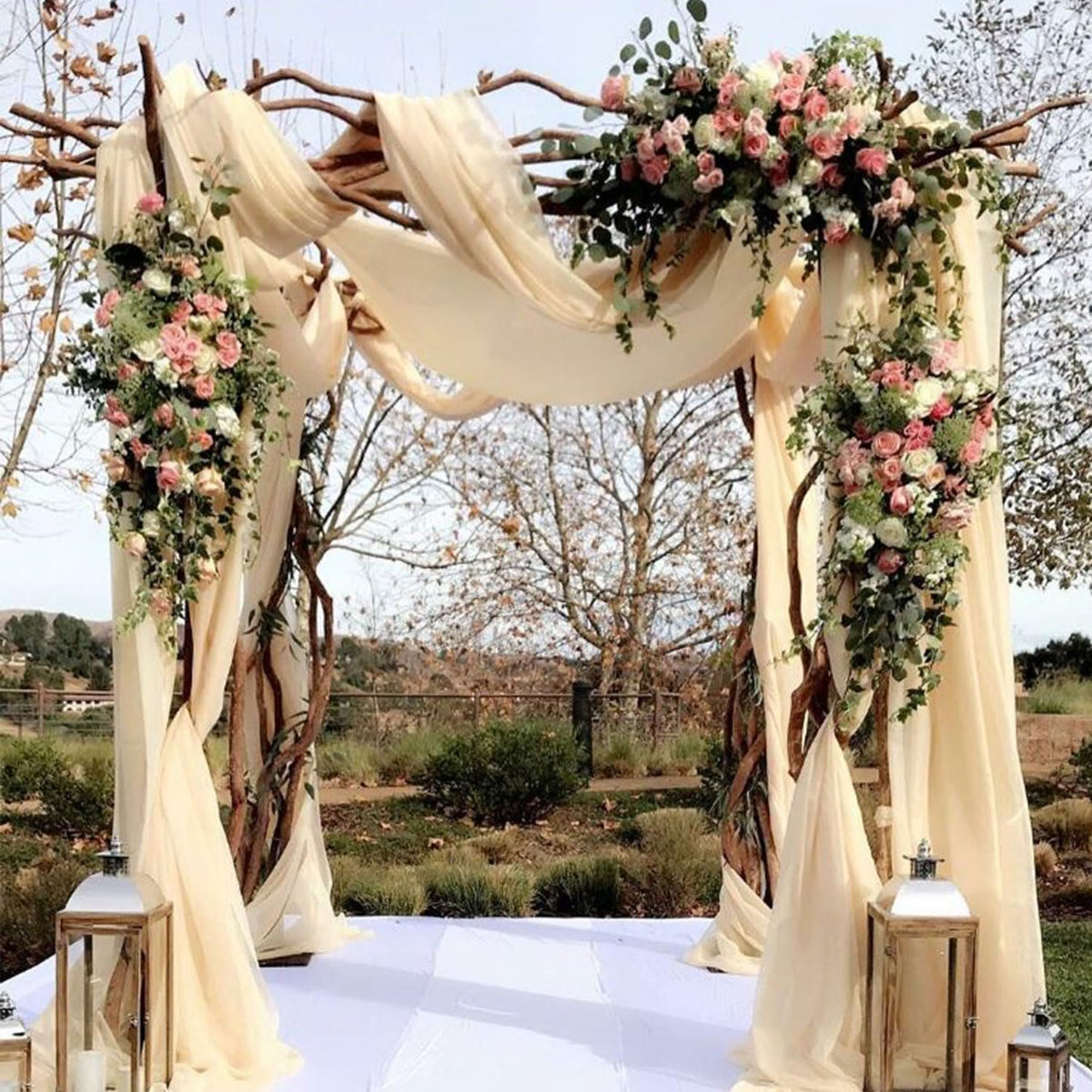 4 Panels Wedding Arch Draping Fabric 20Ft Length x 28" Width Champagne Arch Drapes Chiffon Fabric