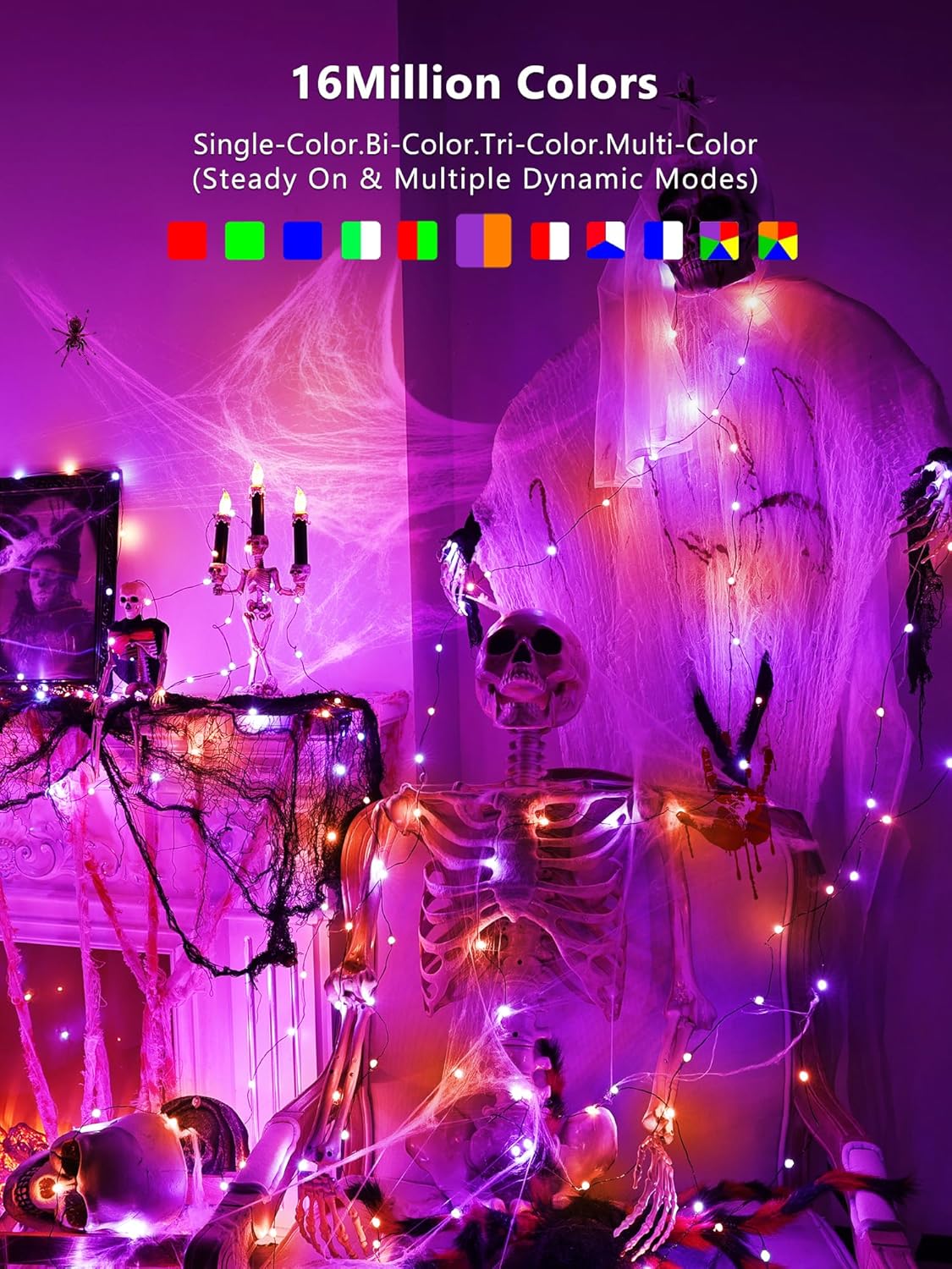 BrizLabs Smart Christmas Lights, 66ft 200 LED Color Changing Xmas Lights Work with Alexa & Google
