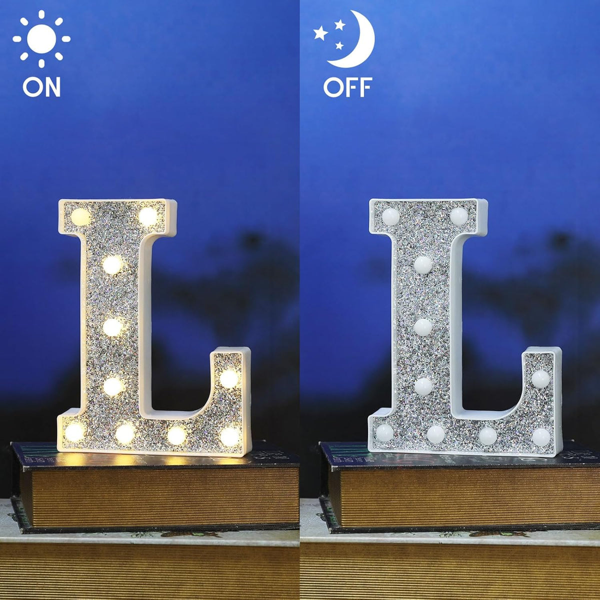 Glitter Light Up Signs for Events, Promotion or Engagement Decor - Alphabet & Number Lighted Letters