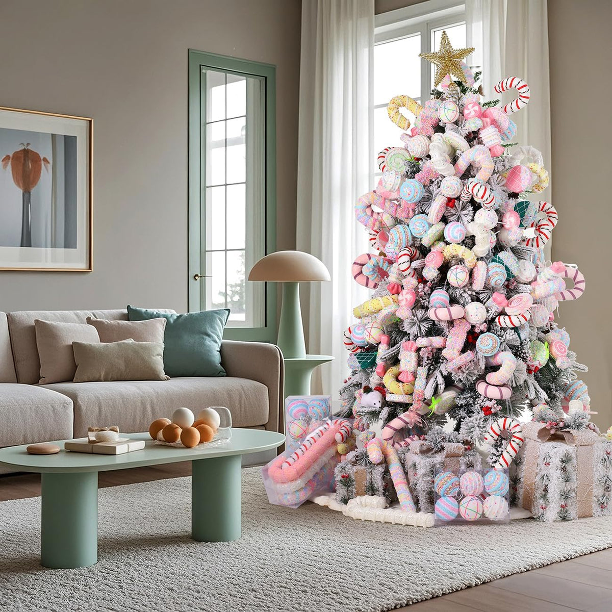 LANGXUN 6pcs Candy Land 2025 Xmas Birthday Party Wedding Suppiles Decoration, Hanging Candy Cane