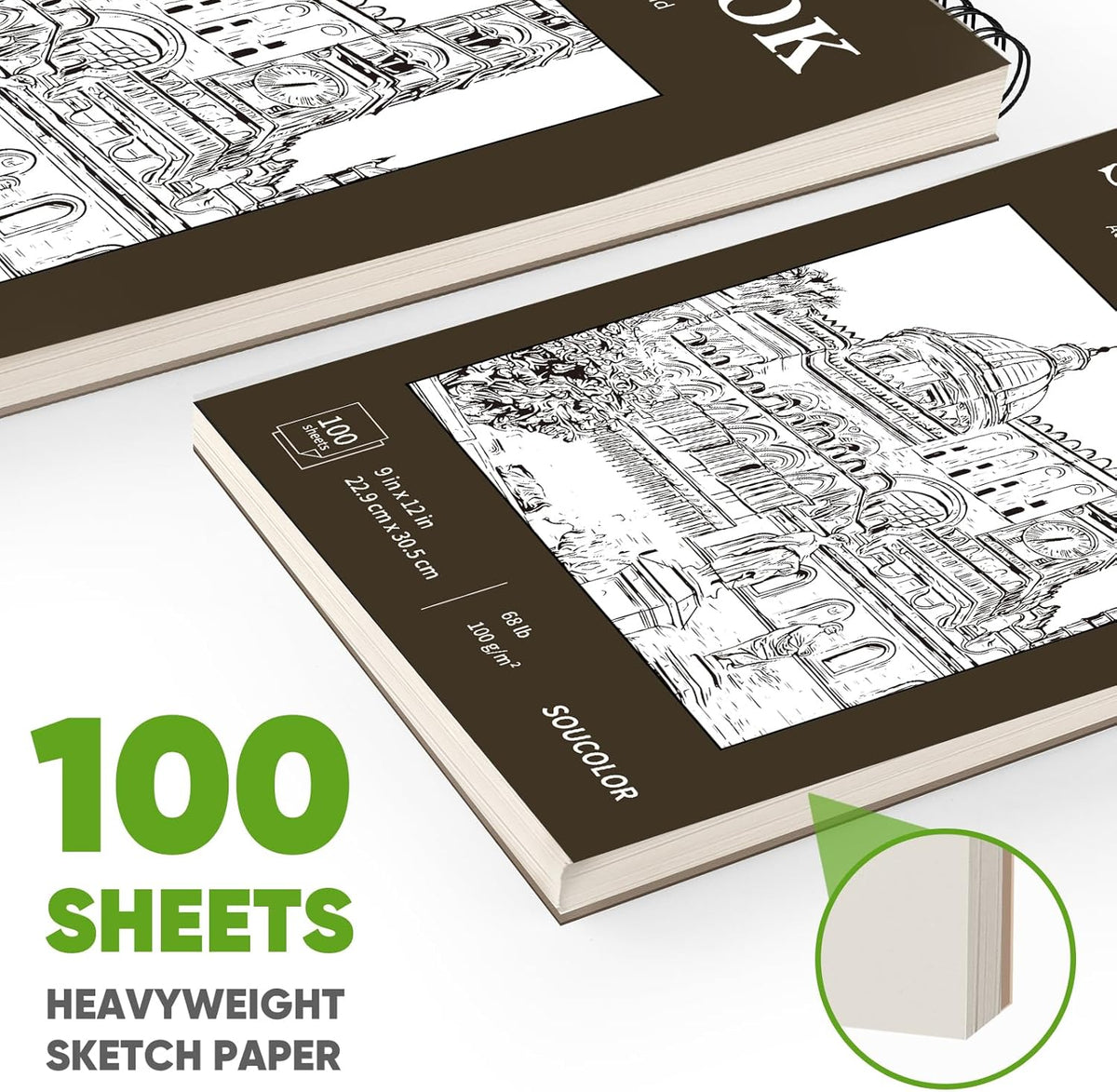 Classroom Must Haves Supplies for Teacher Student, Soucolor 9" x 12" Sketch Book 100 Sheets, Back