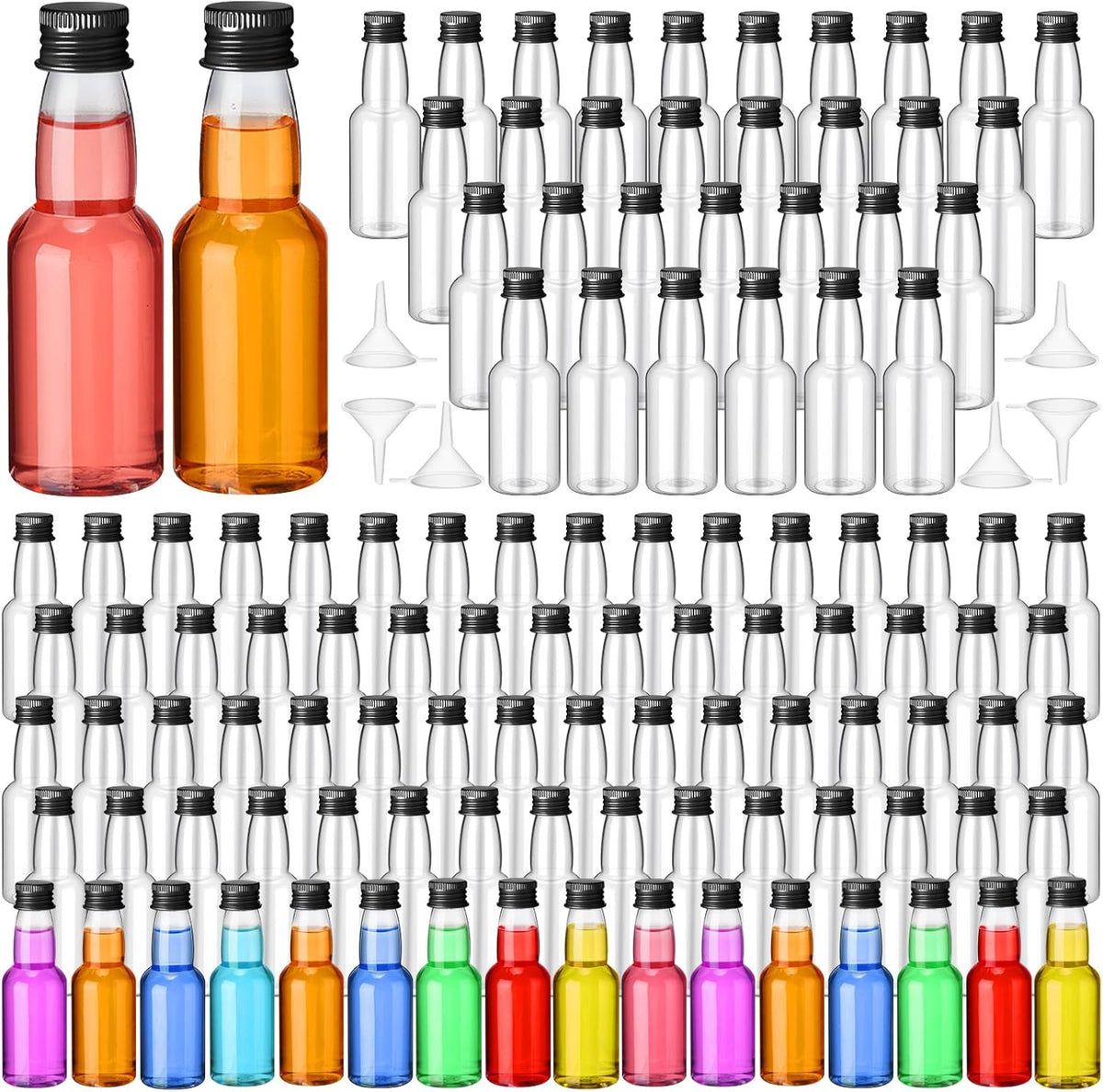 120 Pcs Mini Liquor Bottles Airtight Shot Miniature Empty Plastic Alcohol Spirit Shot Bottles with