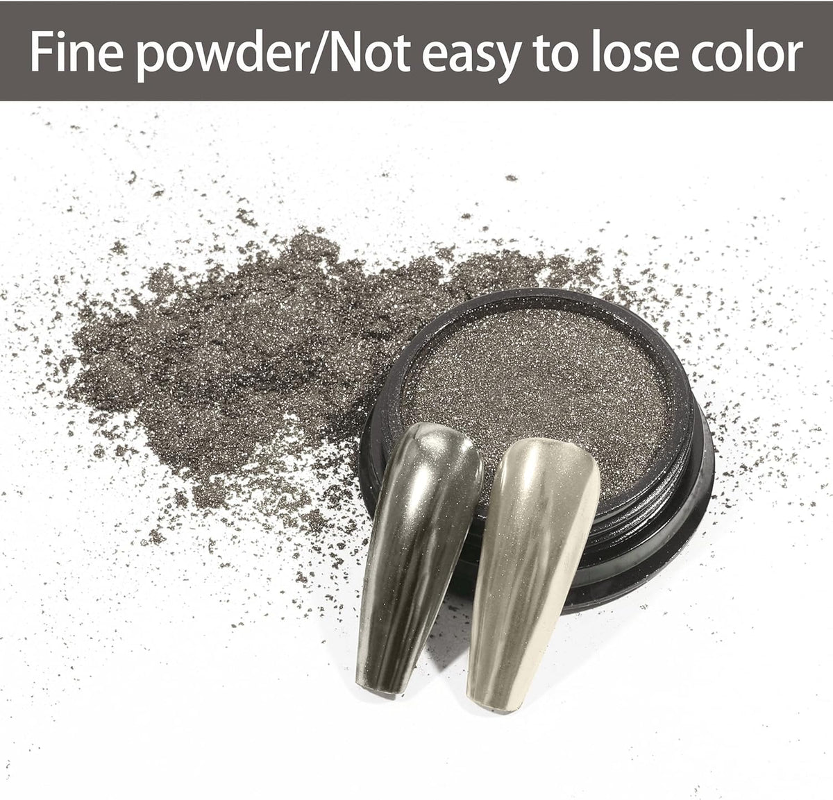 Artdone Chrome Nail Powder, Light Silver Iridescent Aurora Powder Metallic Mirror Effect Pigment