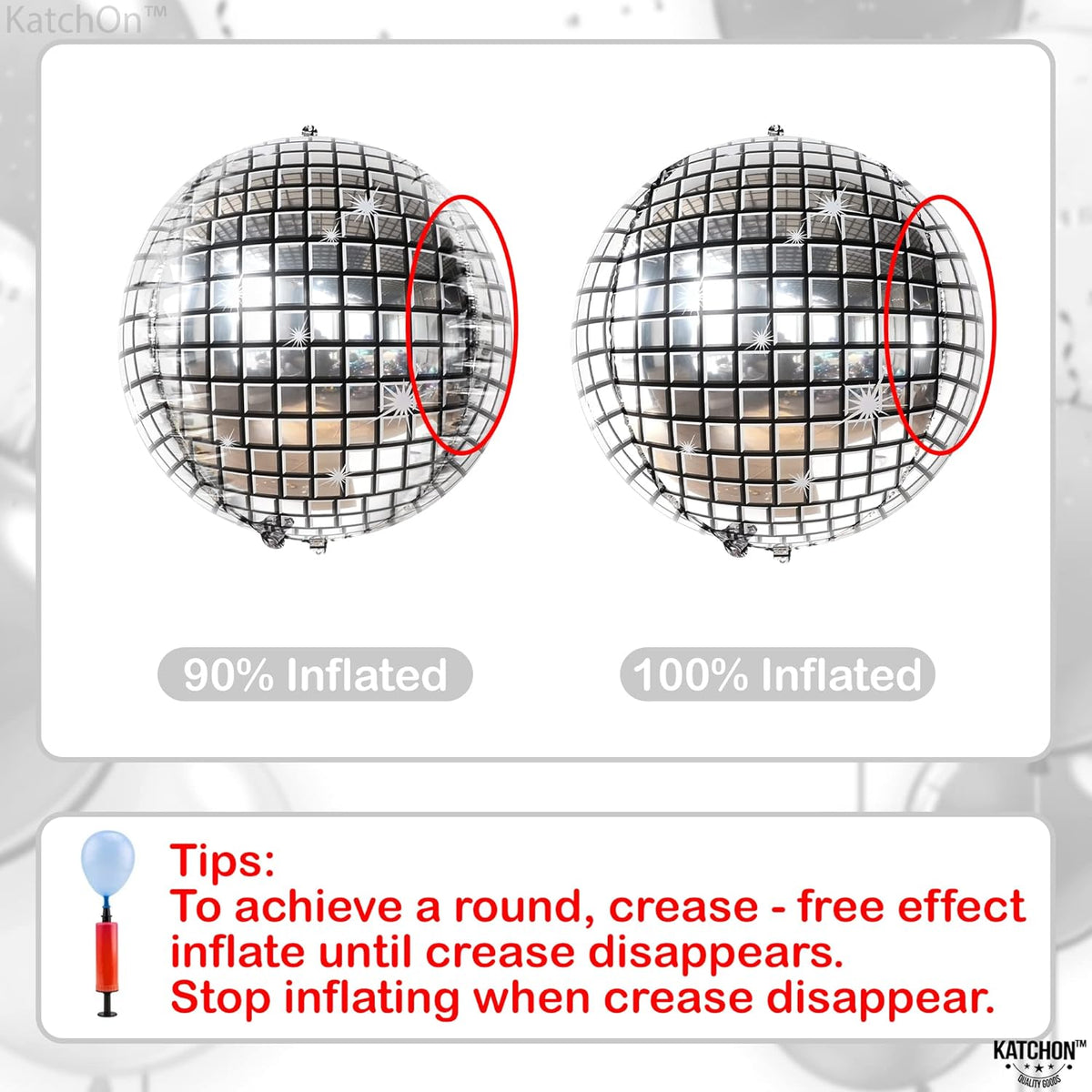 KatchOn, Big Silver Disco Ball Balloons - 22 Inch, Pack of 6 Disco Party Decorations | 4D Sphere
