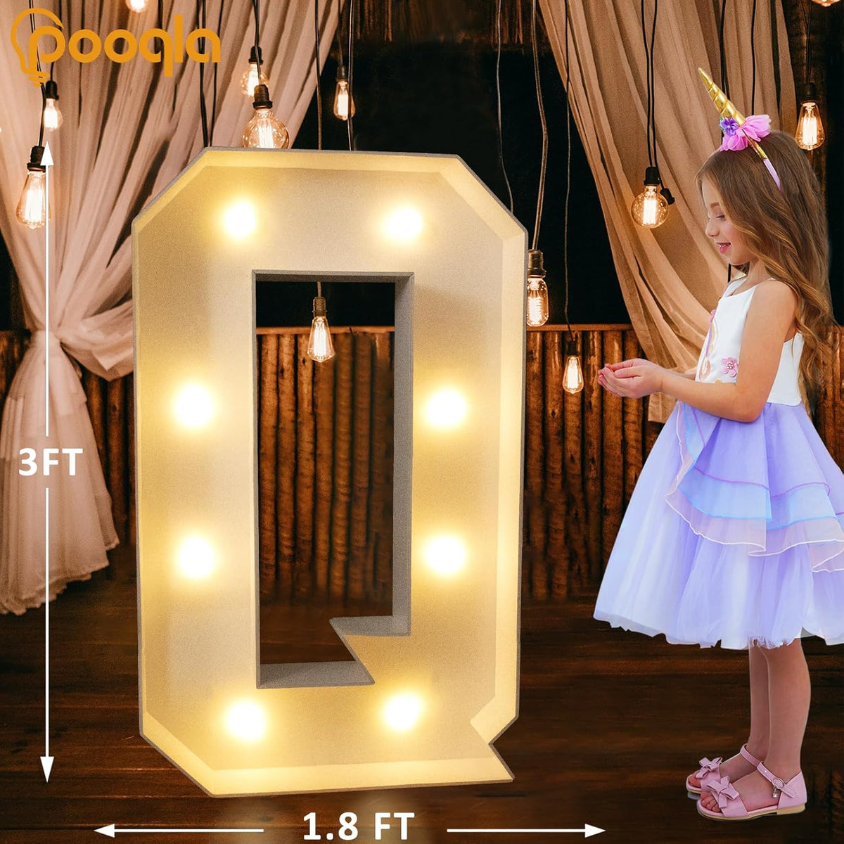Pooqla 3FT Marquee Light Up Letters, Cool White and Warm White LED Big Mosaic Marquee Letters 3