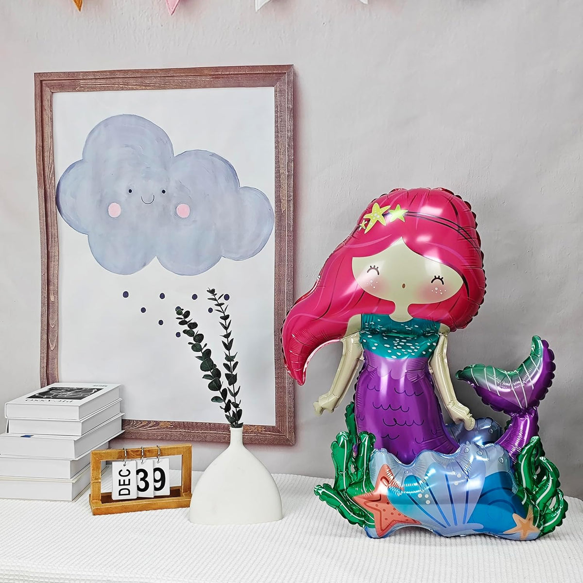 Self Standing mermaid birthday balloon mermaid foil balloon Ocean Balloon for Girls Under The Sea