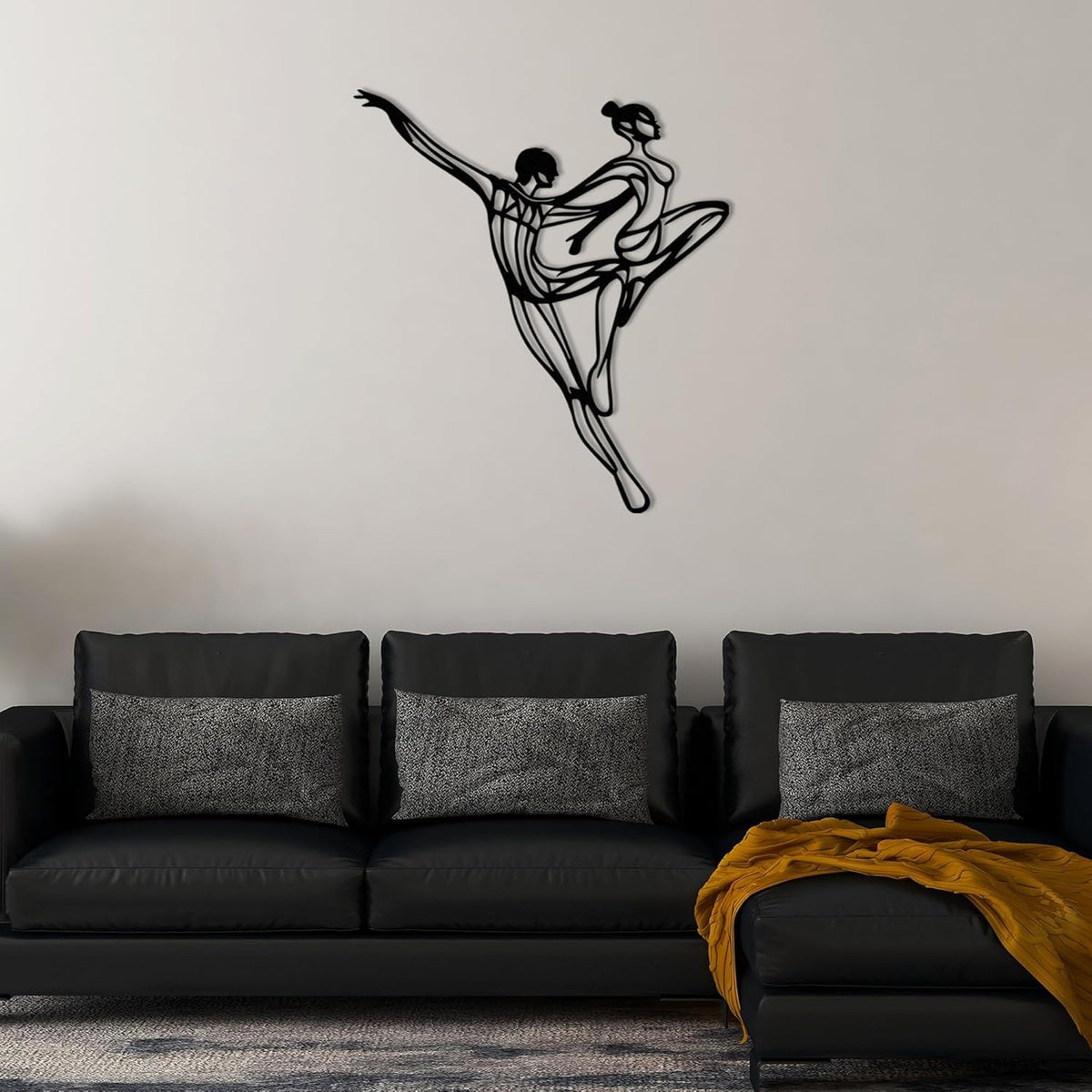 Wita Home Dancing Couple Metal Wall Art, Modern Minimalist Line Art Sculpture, Over the Bed Home