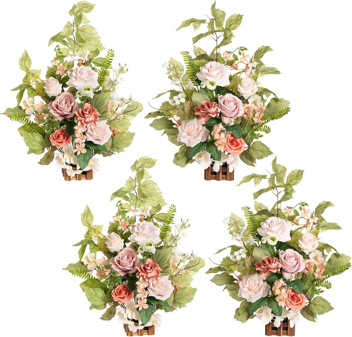 Ling's Moment 17.5" Tall Standing Artificial Flowers Arrangements 4pcs Fall Wedding Aisle Runner