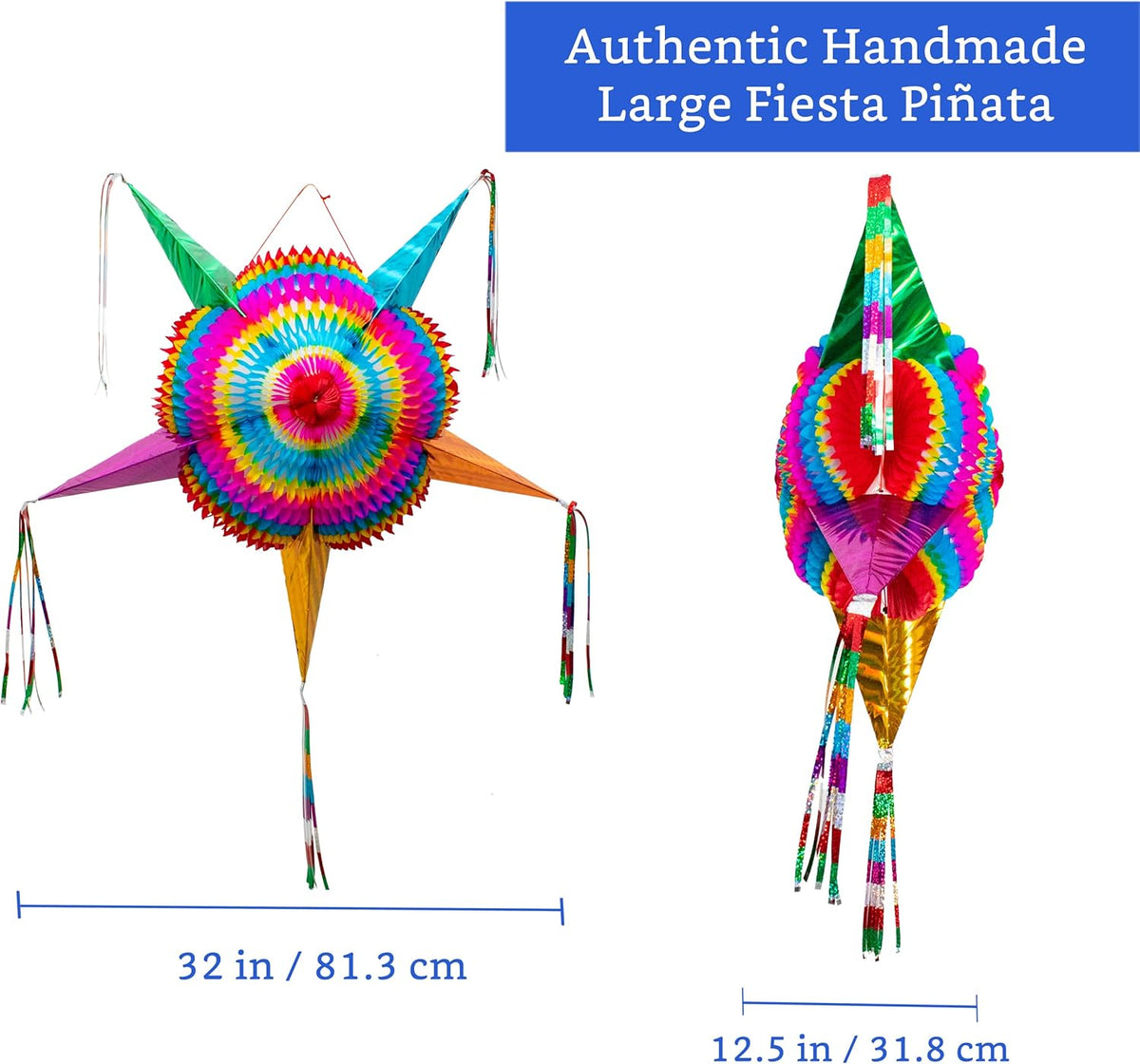 Mexican Piñata (Large 32 inches) - Authentic Handmade Foldable Large Pinata for Birthday Party