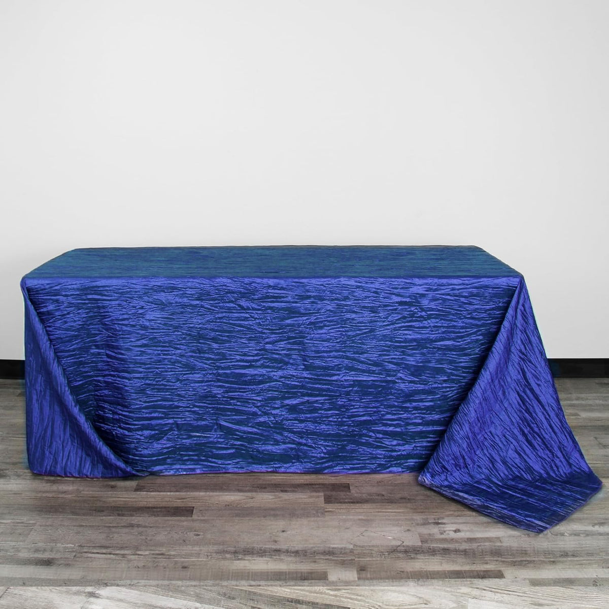 YOUR CHAIR COVERS - 90 x 156 inch Rectangular Crinkle Taffeta Tablecloth - Royal Blue, Rectangle