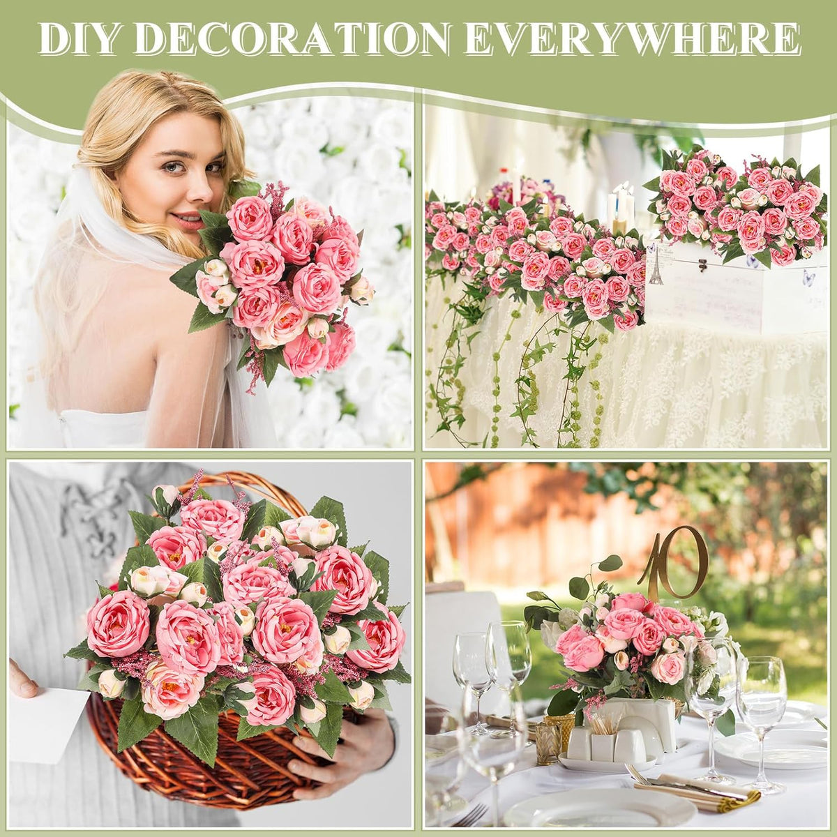 8 Bundles Artificial Peonies Flowers Boho Faux Flowers Arrangements Artificial Centerpiece Spring