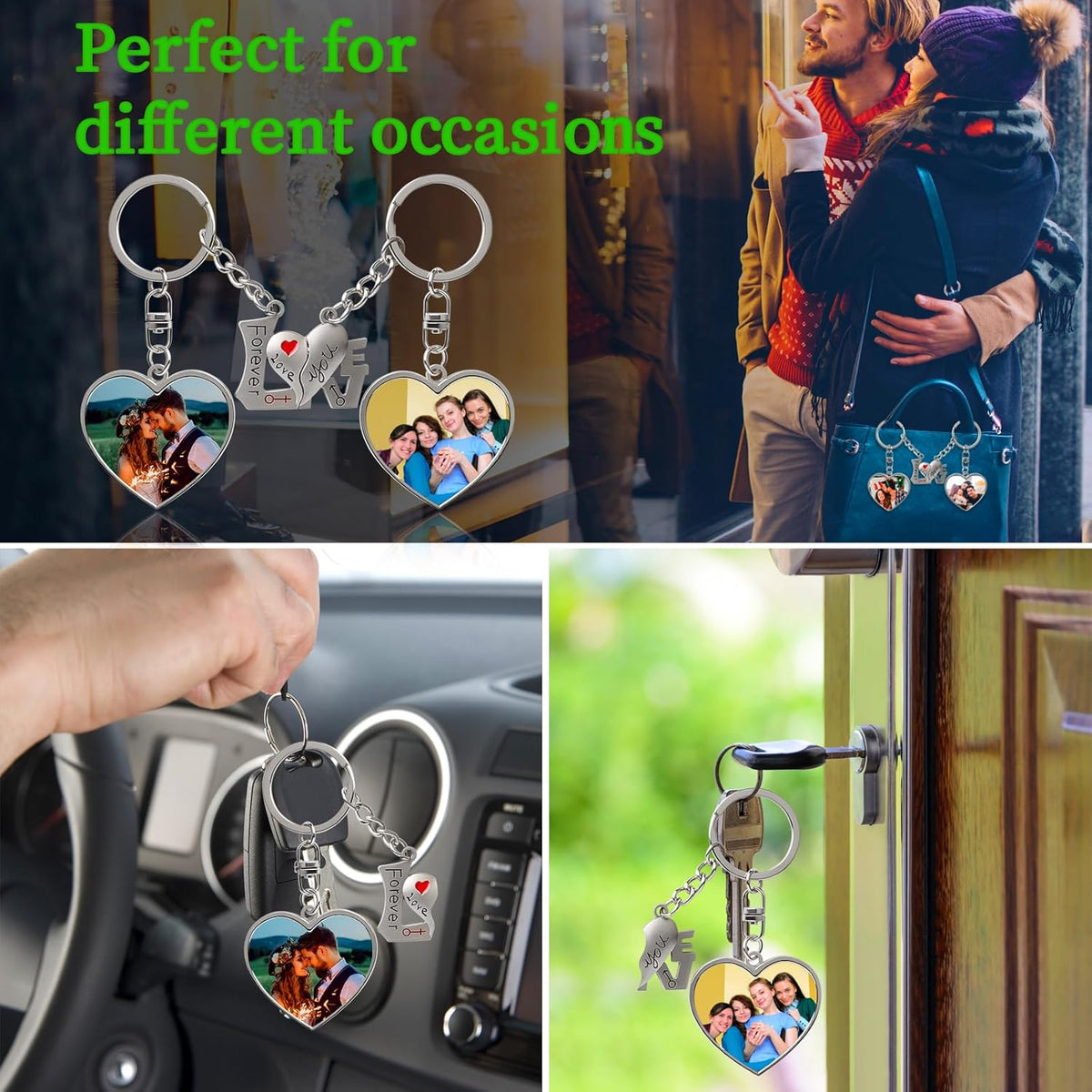 Double Side Custom Keychain with Picture Personalized Engraving Photo Text Customized Gifts for Men