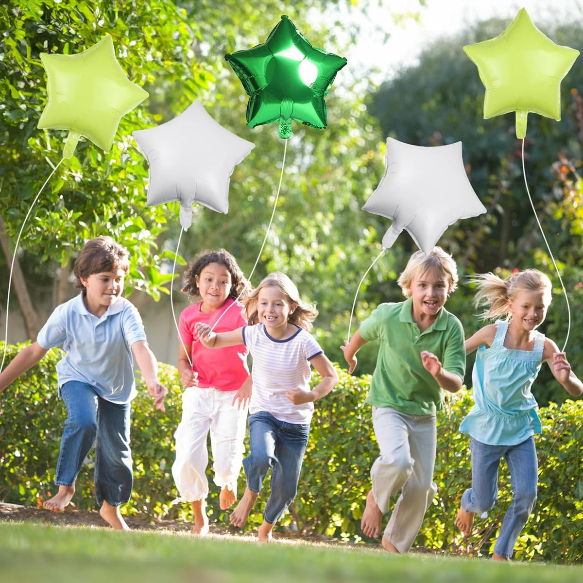 TAOYE Green Star Foil Balloons, 18 Inch Macaron Green Star Foil Balloons Dark Green Light Green