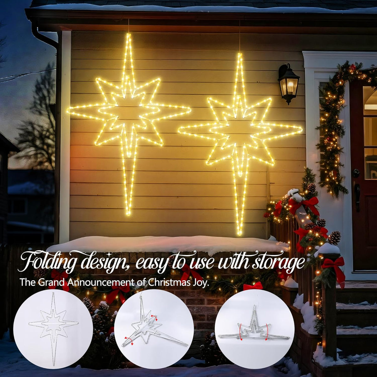 Christmas 45'' Bethlehem Star Lights Decoration - 141LED Outdoor Waterproof Christmas LED North