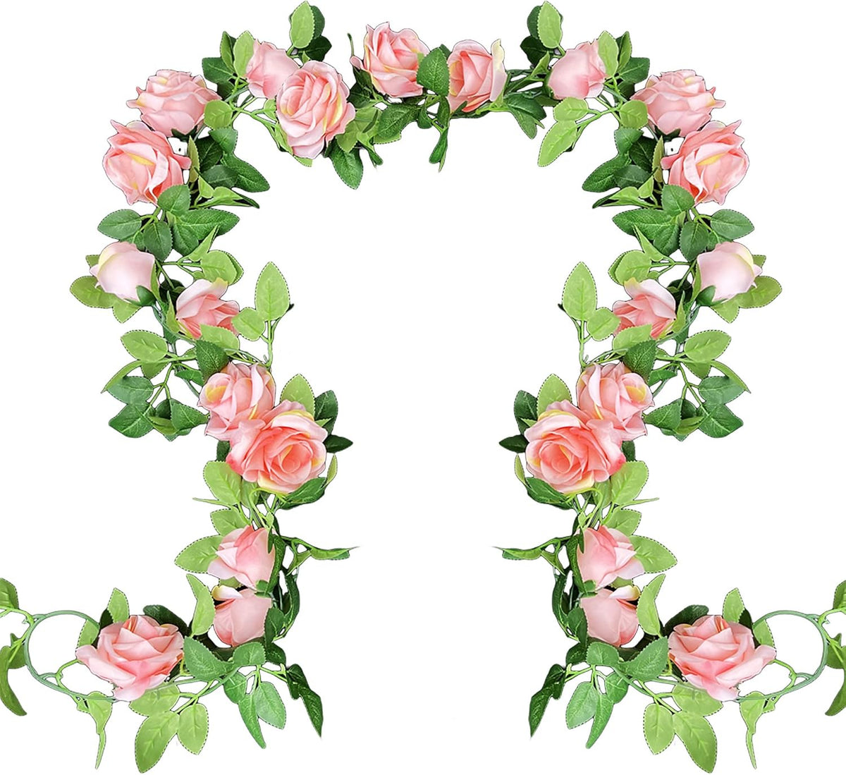 UKELER 2 Pack Artificial Flowers Garland Total 14FT Pink Rose Vines Hanging Flower Plants for Home