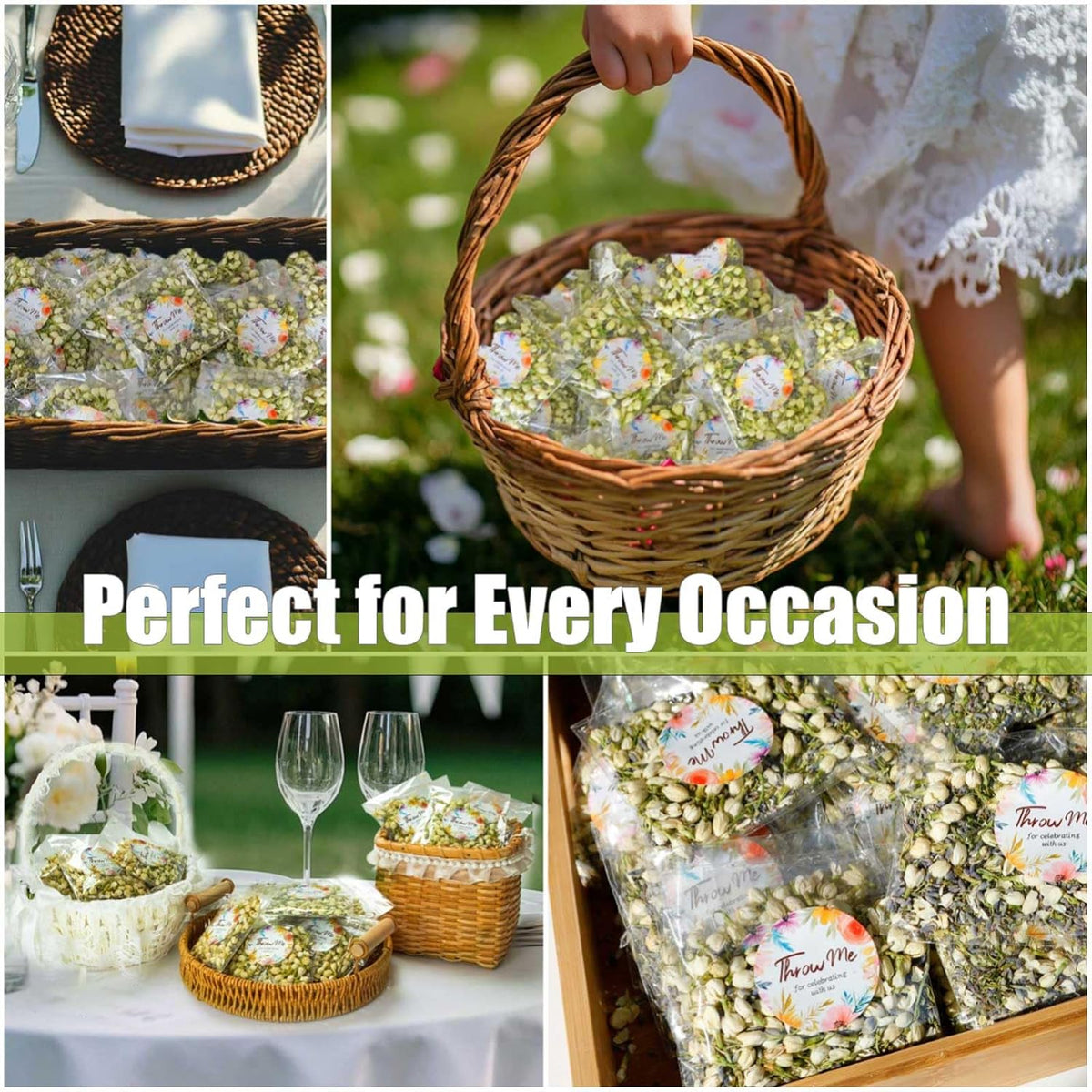 Oning 50 Pack Biodegradable Real Flower Petals Confetti, Wedding Flower Confetti with Jasmine &